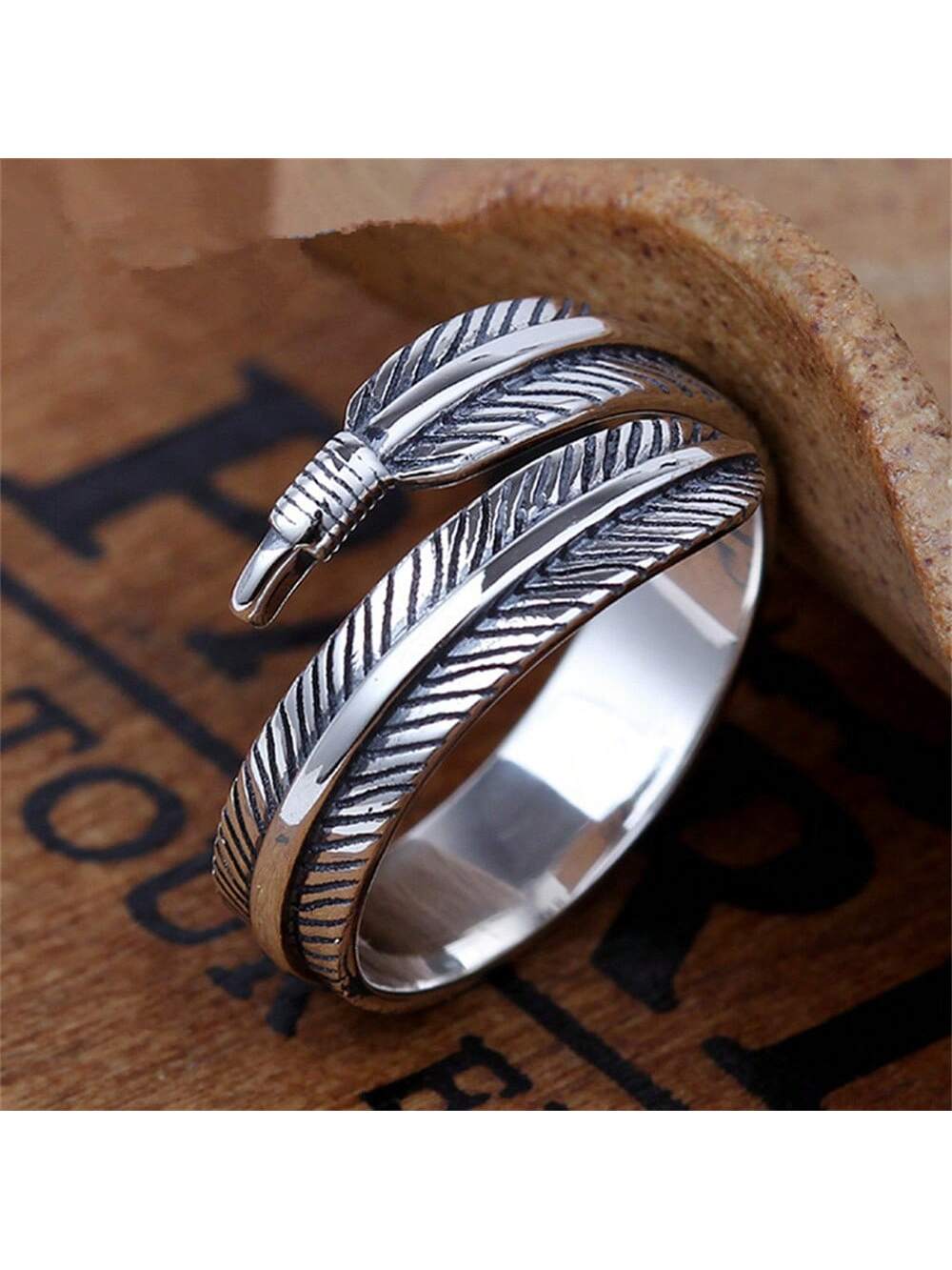 One Silver Feather Design Open Ring, A Fancy, Elegant And Stylish Gift Suitable For Women's Personal Style-Silver-1