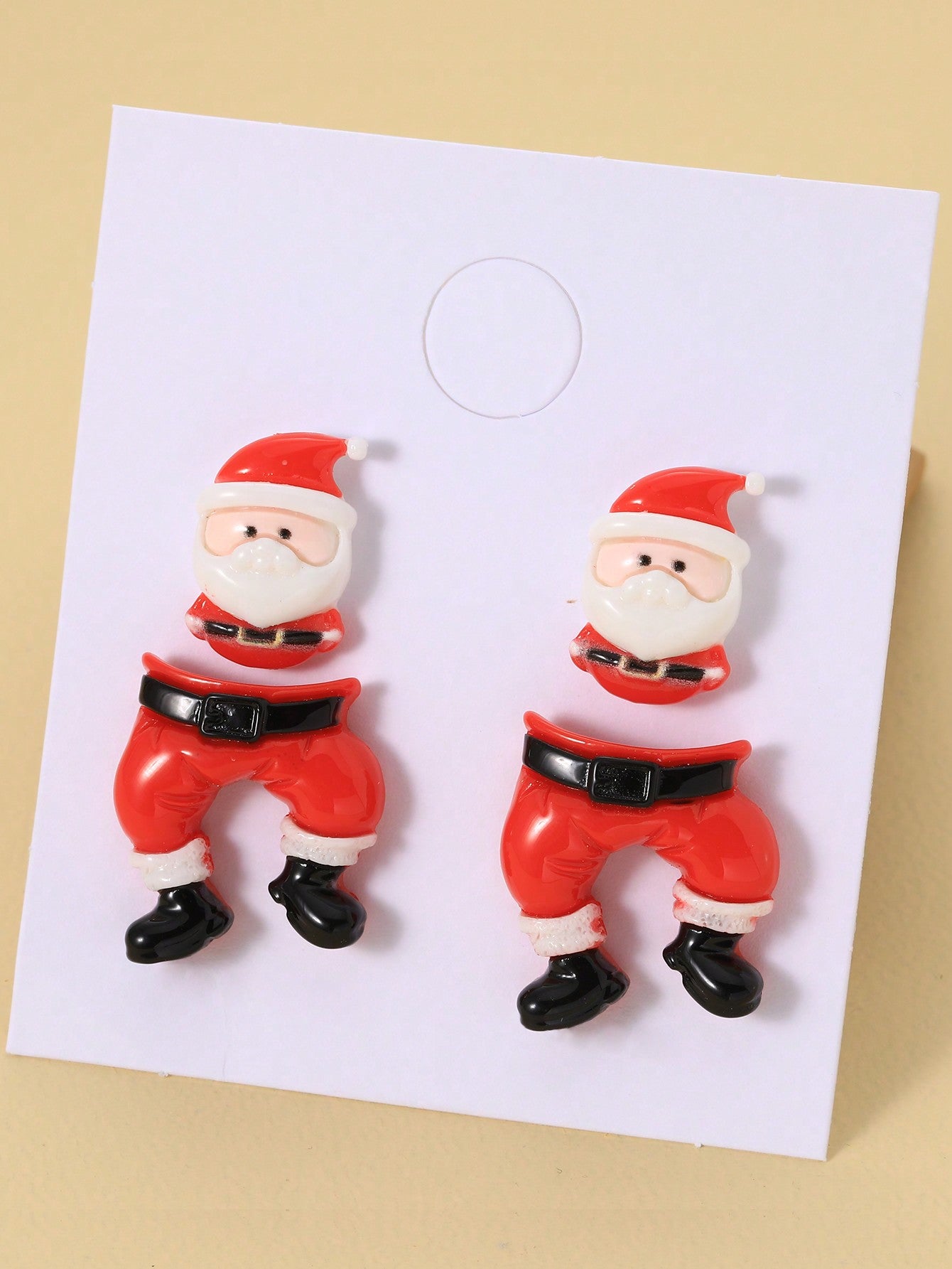 2pairs Simple Fashionable Cartoon Resin Stud Earrings For Girls, Christmas Themed Cute Ear Jewelry--1