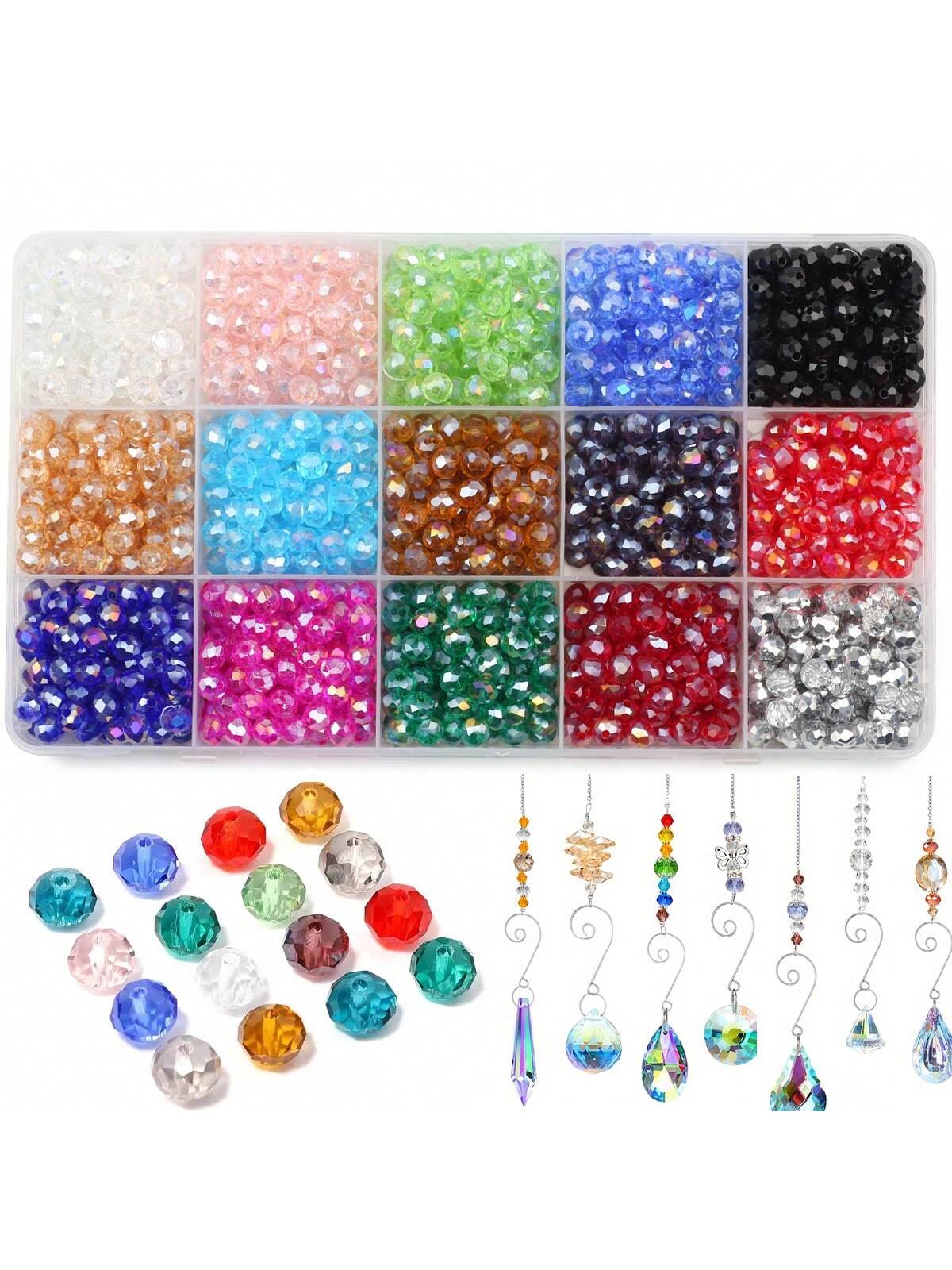 Approximately 750pcs/box 6mm Flat Round Cut Ab Color Crystal Glass Beads In 15 Colors Diy Handmade Jewelry Making Accessory, With Storage Box--1