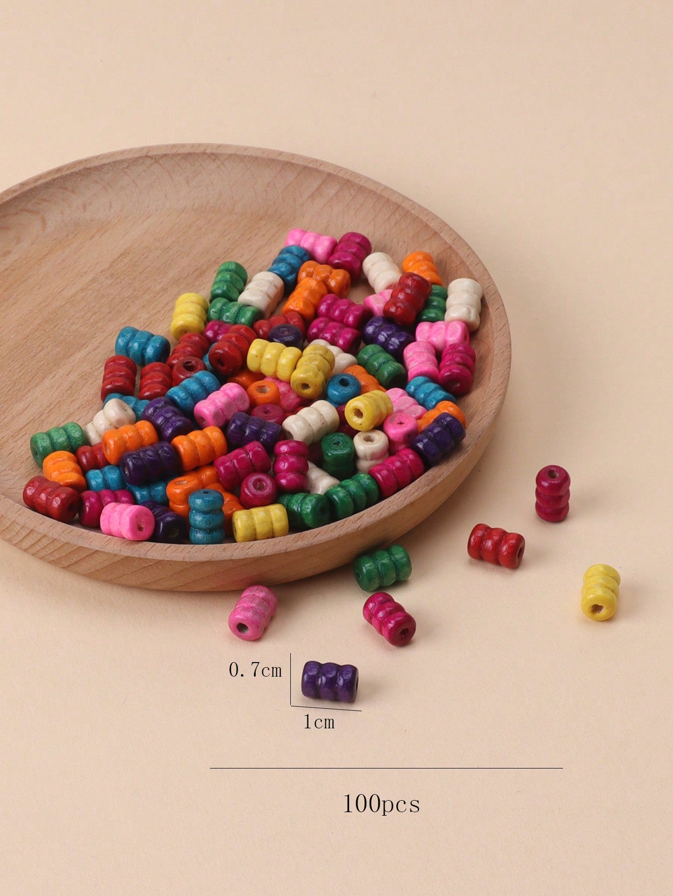 100pcs Stylish 3d Colored Wooden Beads Irregular Shaped Loose Beads For Diy Jewelry Making , Bracelet Necklace Decoration-Multicolor-1