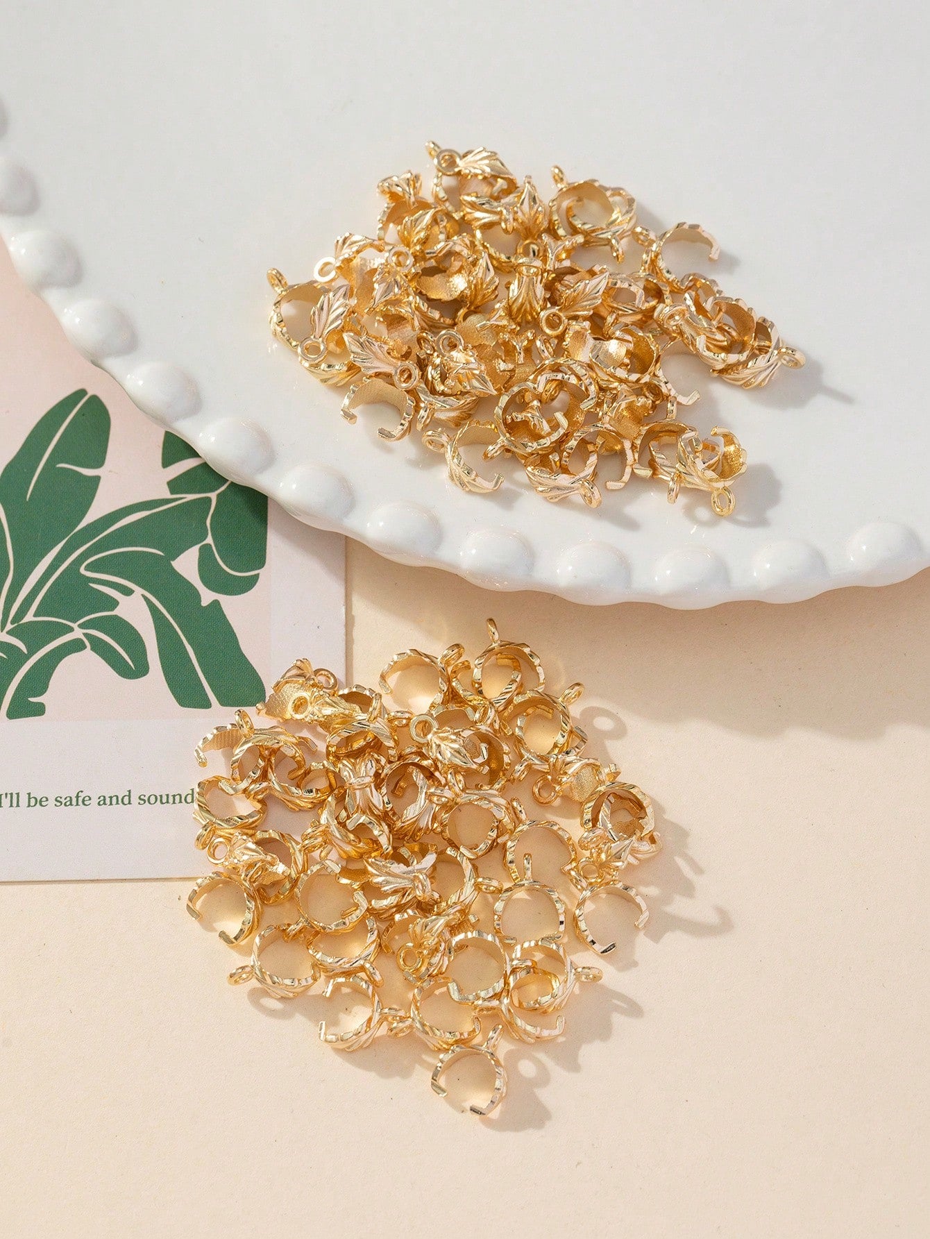 30pcs Fashionable Tree Leaf Shaped Clasps For Diy Hairpin, Necklace, Pendant, Jewelry Making-Yellow Gold-1