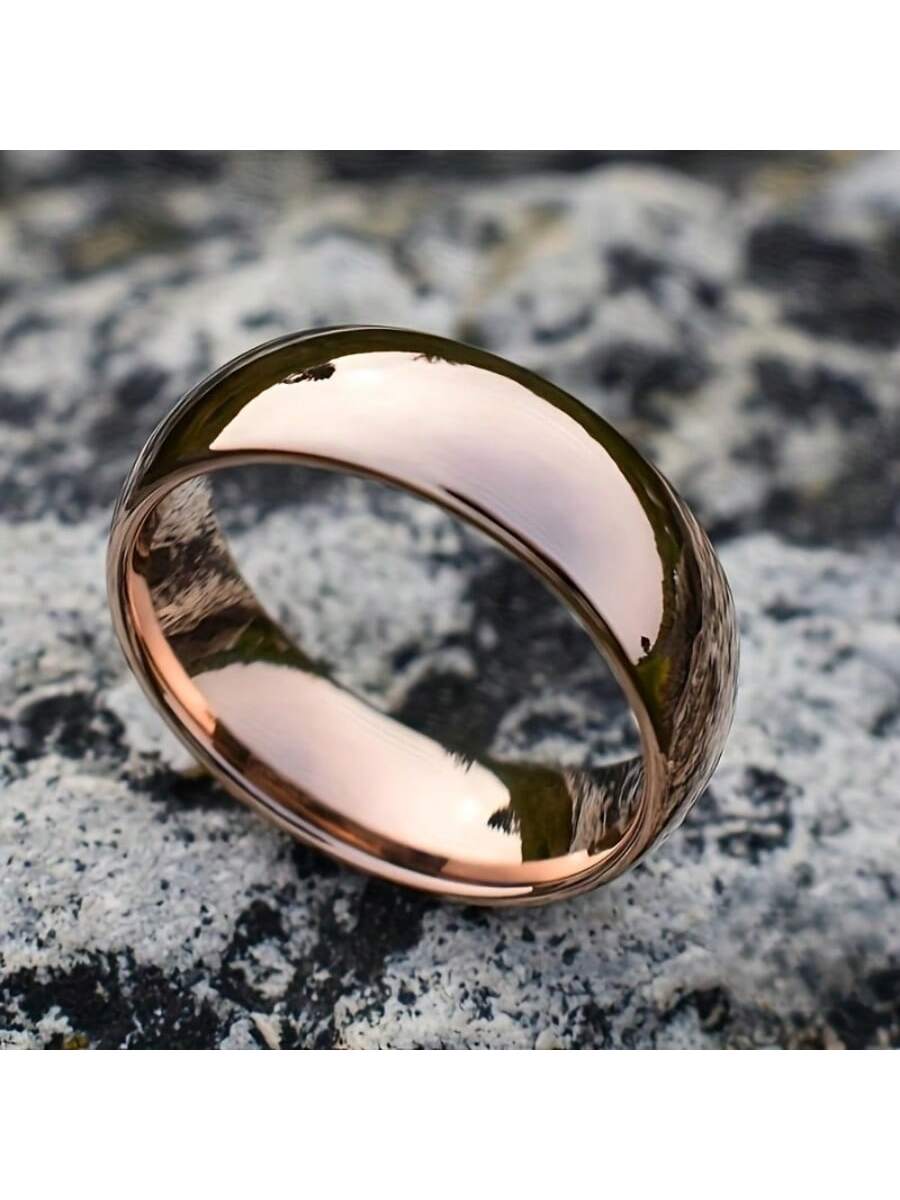 Fashion Luxury Stainless Steel High Grade Polished Rose Golden Stainless Steel Ring, Men's Ring, Men's Wedding Ring, Women's Wedding Ring-Rose Gold-1