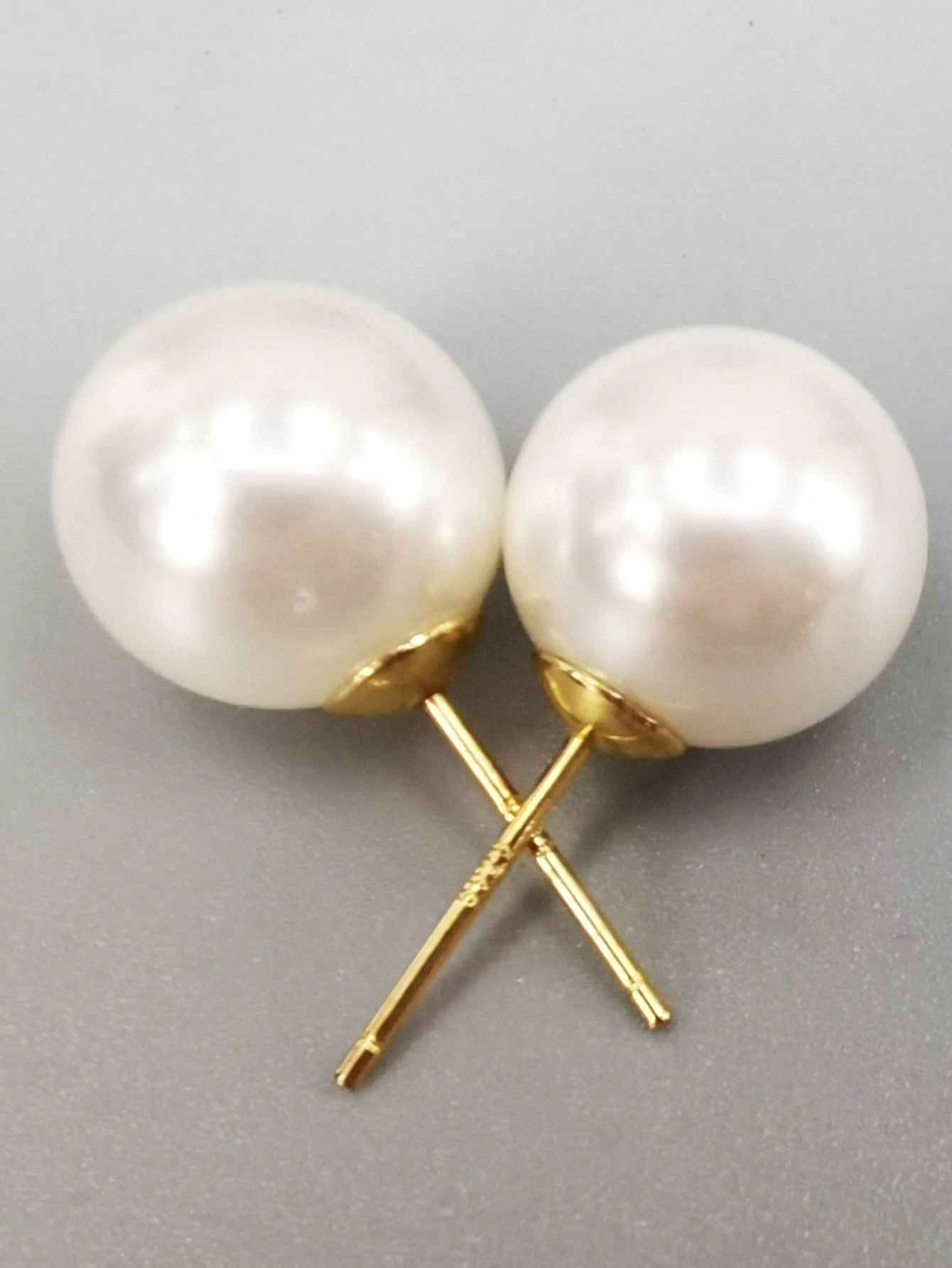 1 pair 8mm or 12mm round white shell pearl and S925 stud earrings for women Christmas or daily life party-White-1