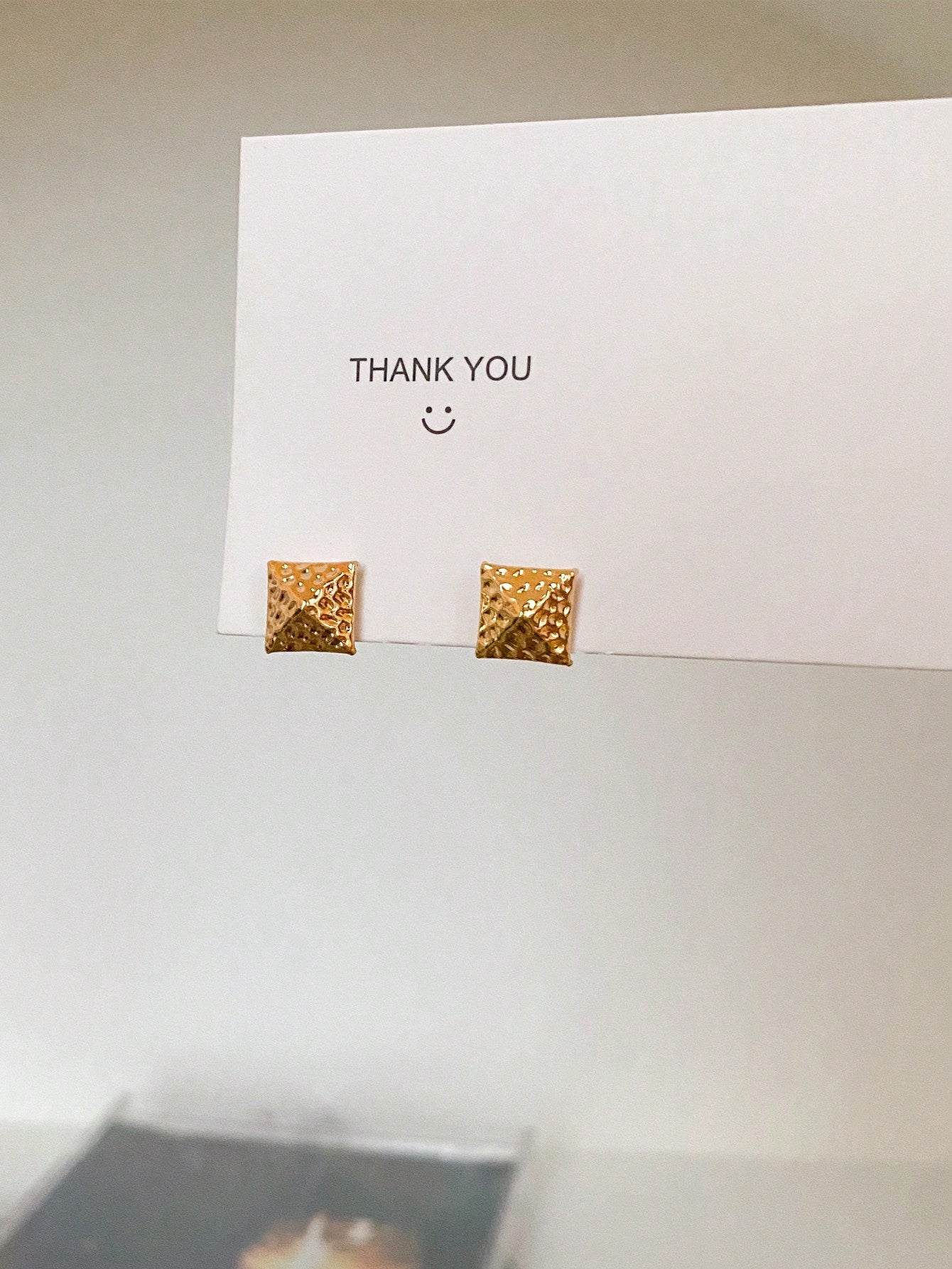 1pair Small Vintage Chic Gold-plated Geometric Square Stud Earrings-Gold-1