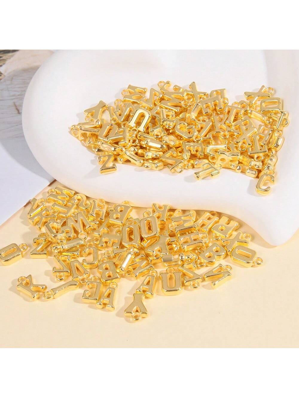 Approximately 100pcs/24.2g Ccb Material Keychain, Bracelet, Necklace Pendant With 26 English Letter Designs For Diy Jewelry Making--1