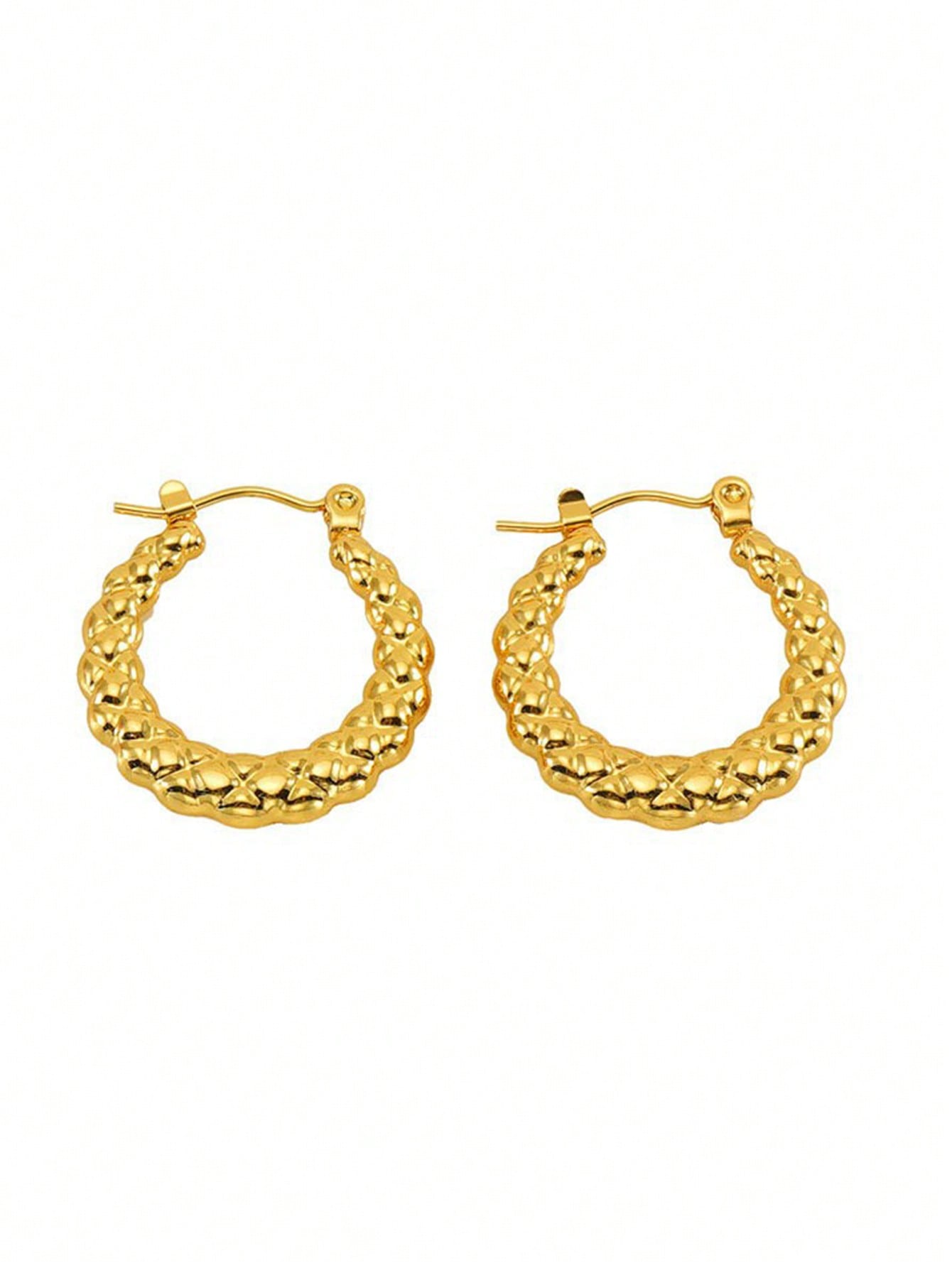 1pair Geometric Hoop Earrings For Women, Stylish & Versatile Earrings For Daily Wear--1