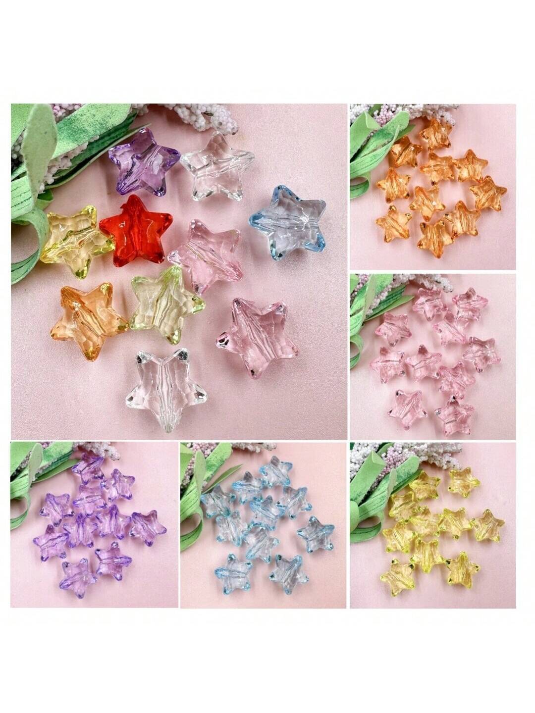 10pcs 18.5mm Acrylic Clear Crystal Five-pointed Star Beads for Necklace Bracelet Making DIY Beaded Material Accessories--1