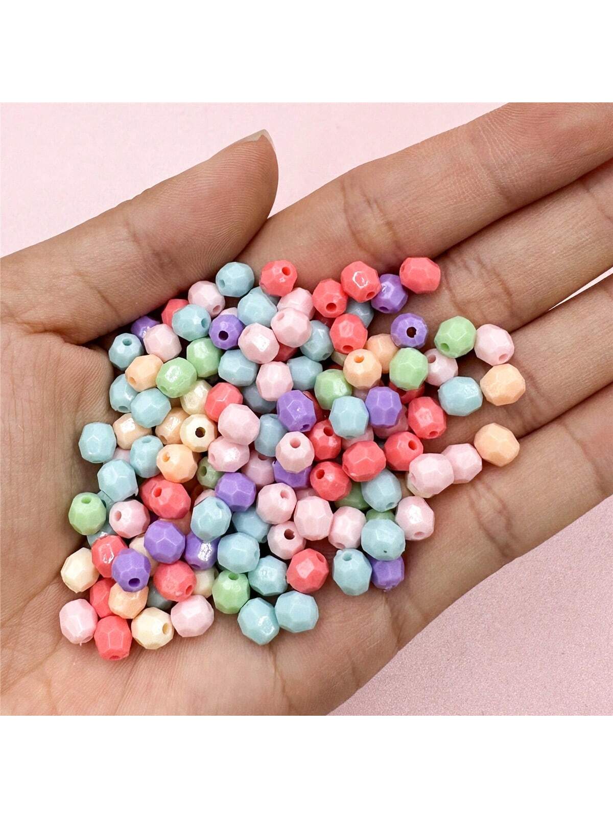 100pcs Fashion Solid Color Faceted Oval Loose Beads 5.5*6mm Acrylic DIY Bracelet Jewelry Making Accessories--1