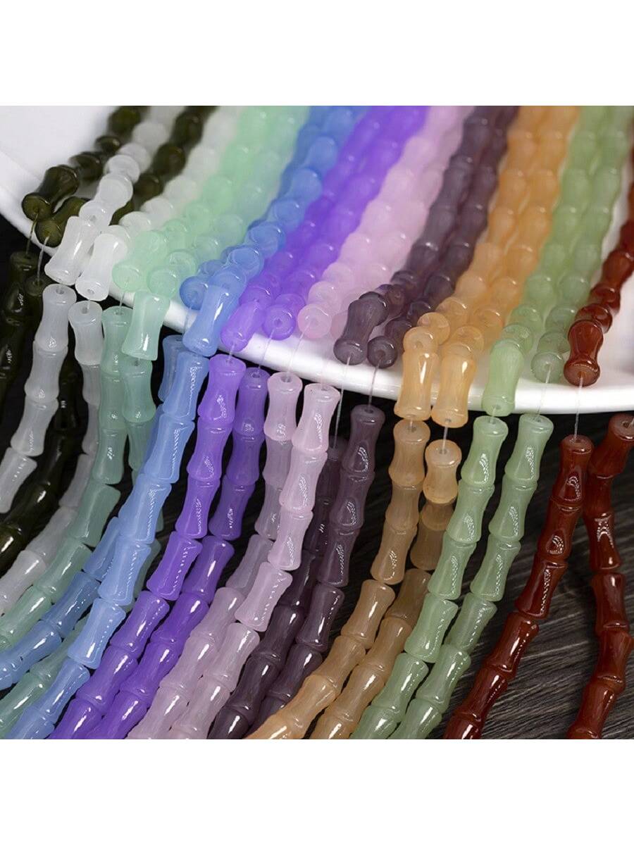 1 Strand 64pcs 6*12mm Crystal Glass Bead For Diy Jewelry Making, Suitable For Bracelet, Necklace, Craft & Jewelry Project--1