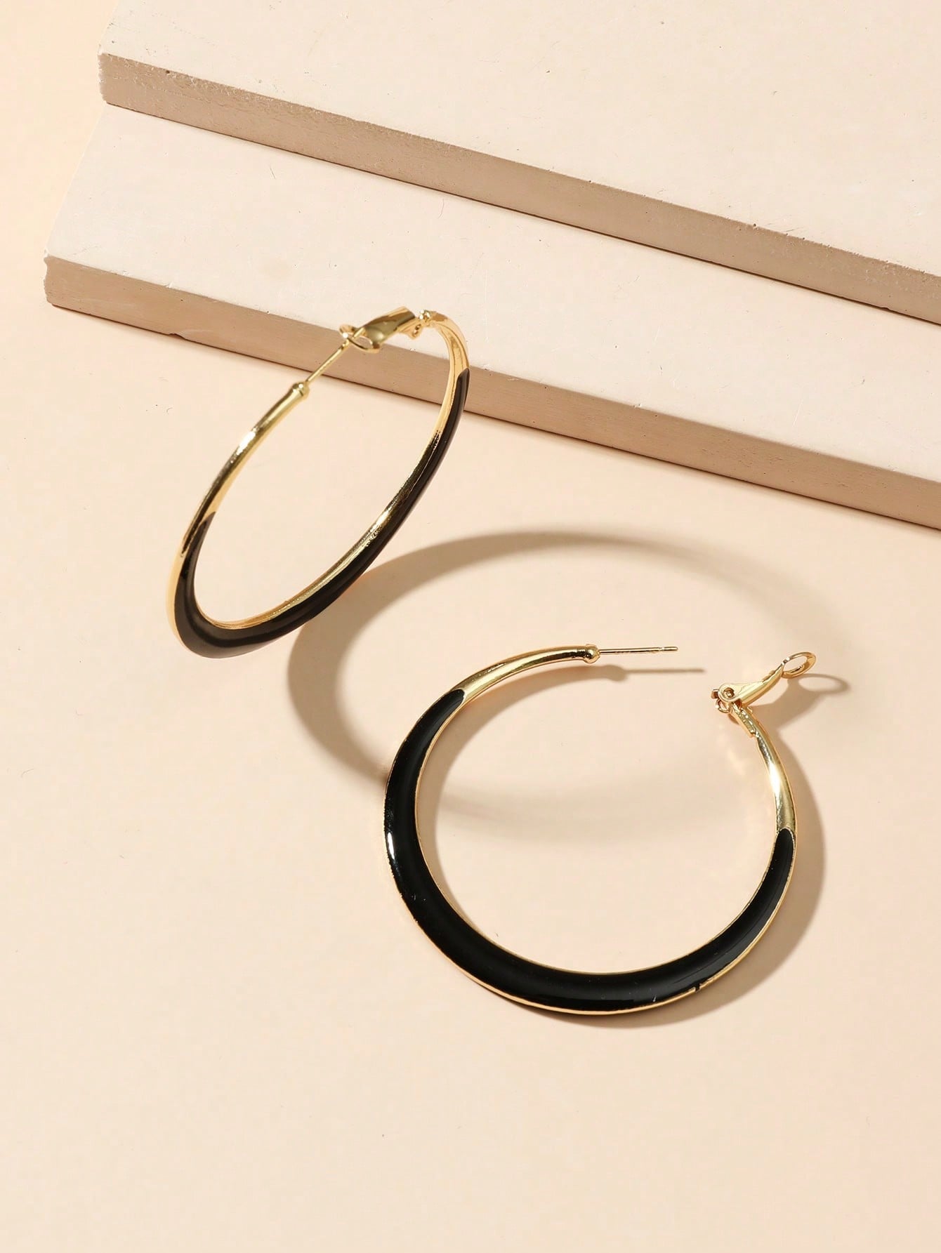 1pair Irregular & Minimalist Geometric Large Hoop Earrings, Popular European And American Style Jewelry-Multicolor-1