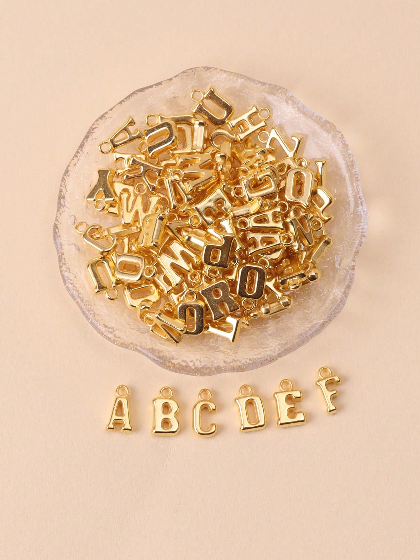 100pcs Fashionable 3d Abs Plating Ccb Capital Letter Diy Jewelry Pendant For Necklace, Bracelet Making-Gold-1