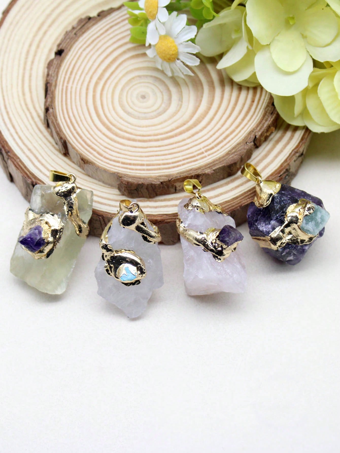 Super large gilded crystal original irregular pendant necklace accessory suitable for daily wear 1 piece-Multicolor-1