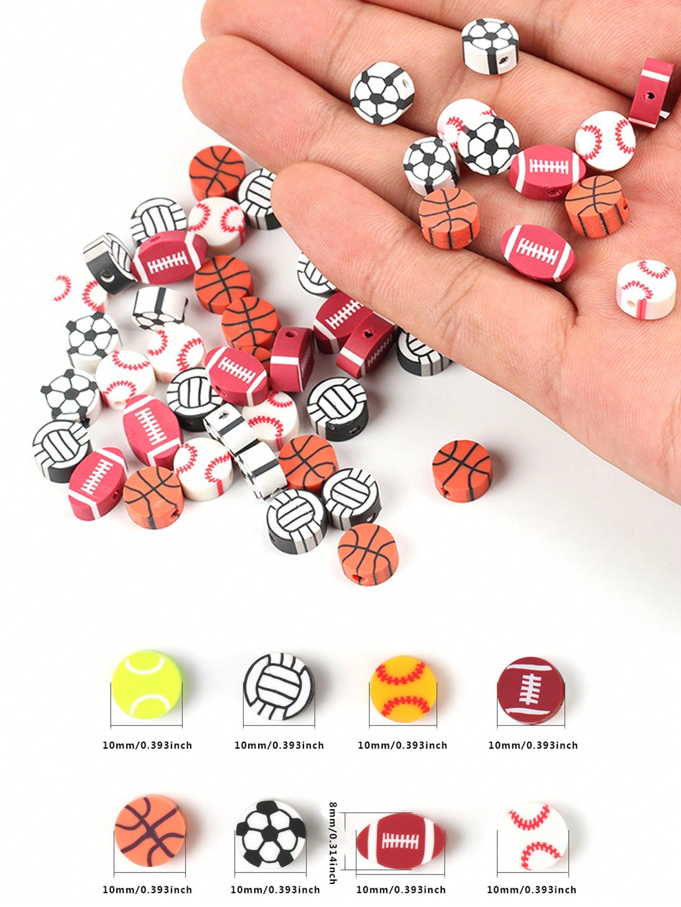 30pcs/sheet Ball Sliced Soft Pottery Bead Loose Bead For Diy Bracelet, Necklace, Keychain--1