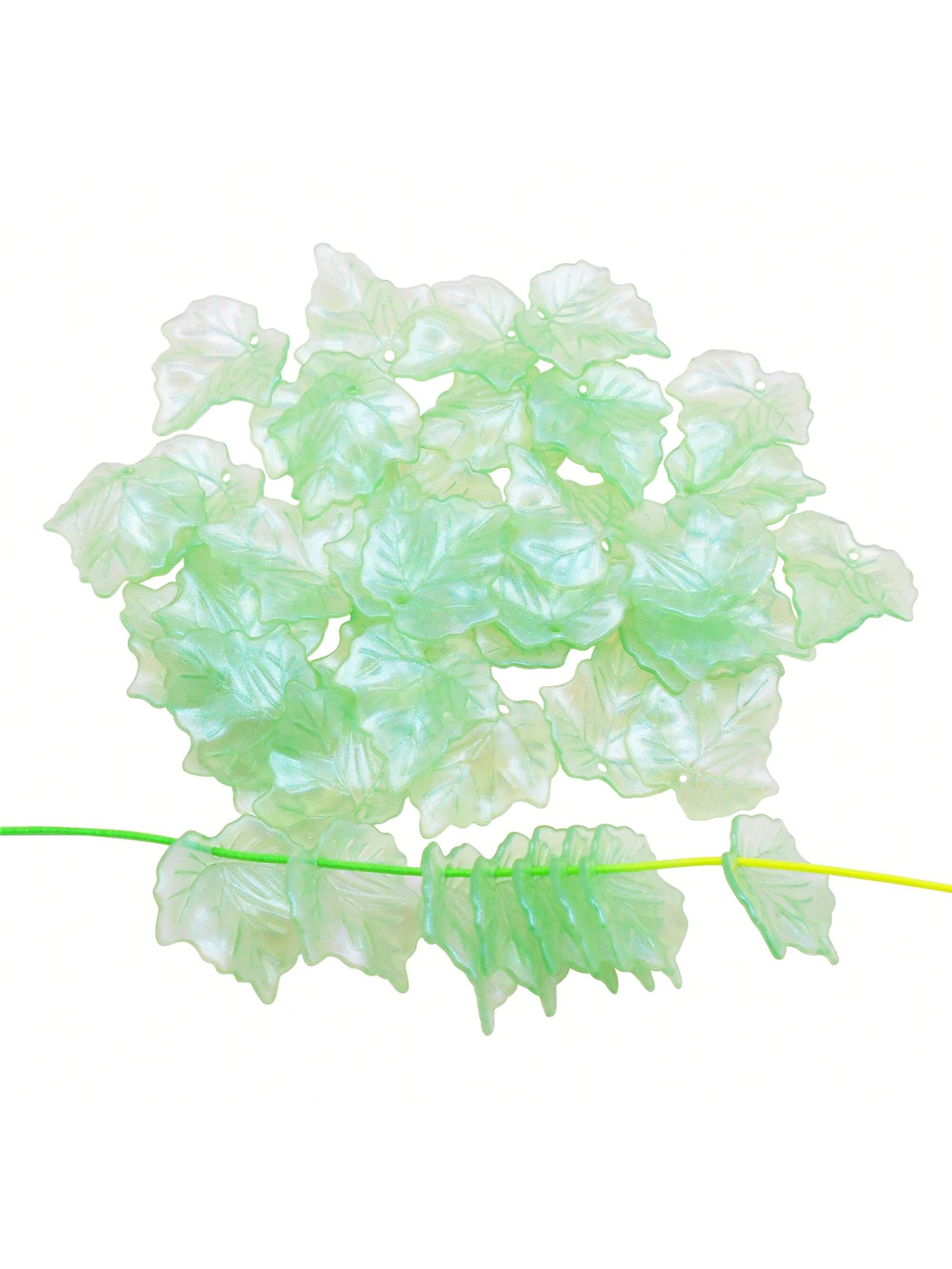 100Pcs Plastic Green Leaf Charms Pendants for Jewelry Making Necklace Earrings Decoration Craft DIY Finding Accessories-Multicolor-1