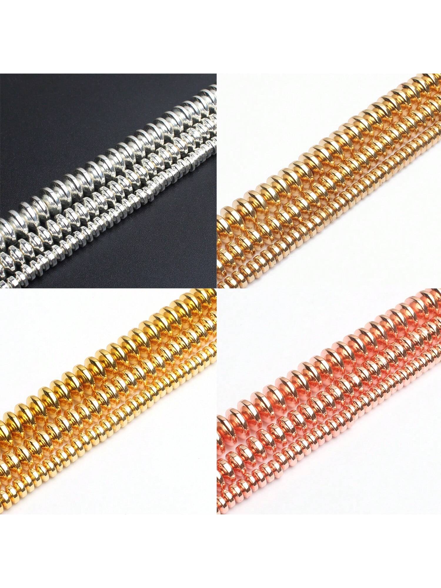 4/6/8mm 14K Gold Silver Color Hematite Beads Rondelle Loose Spacer Beads Fit Making Jewelry Diy Necklace Bracelet Supplies-Multicolor-1