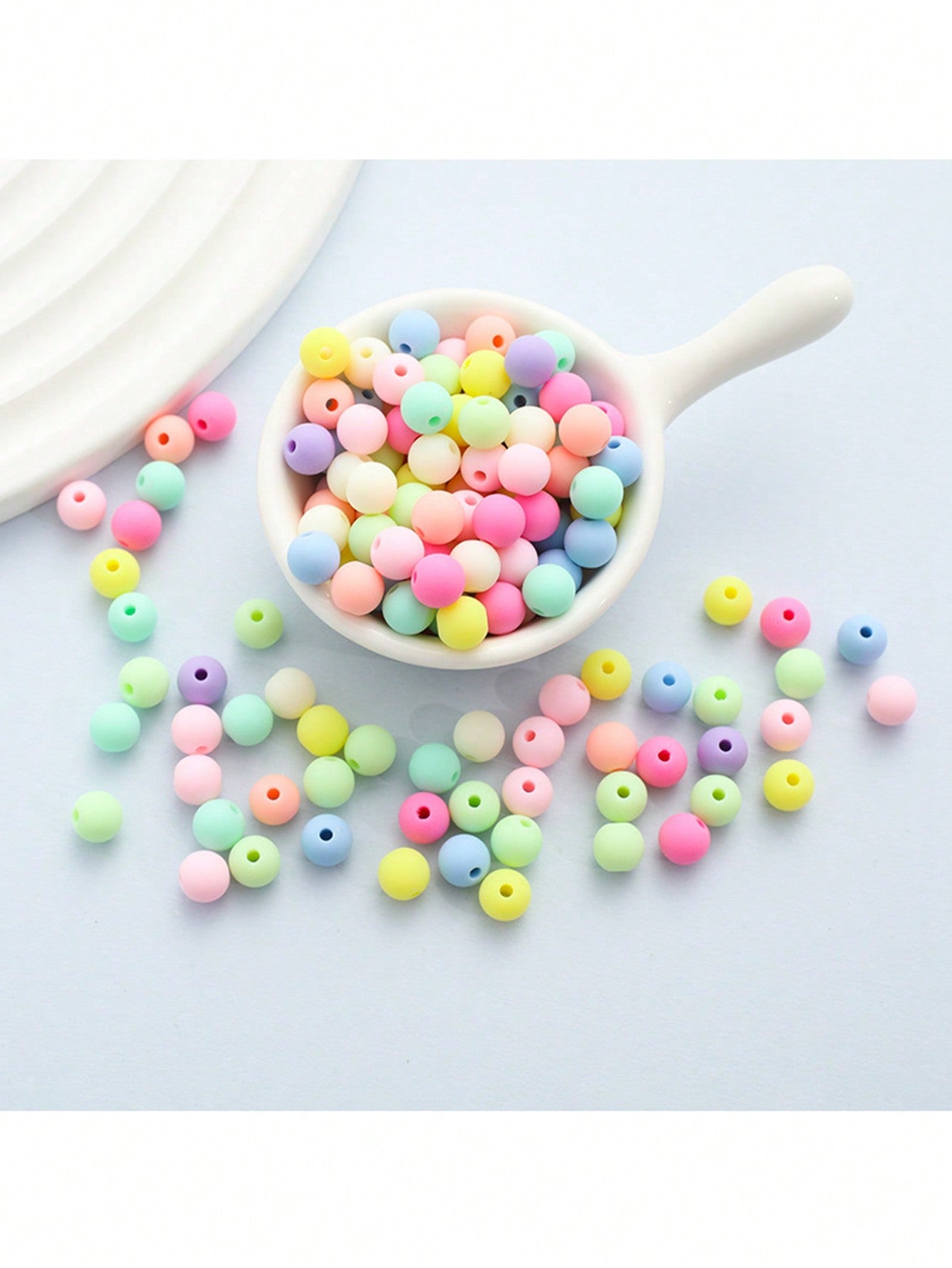 1 Bag Of 6mm/8mm/10mm/12mm/14mm Macaron Color Acrylic Straight Hole Frosted Round Beads For Diy Handmade Bracelet Necklace Mobile Phone Chain Beaded Bag Accessories--1