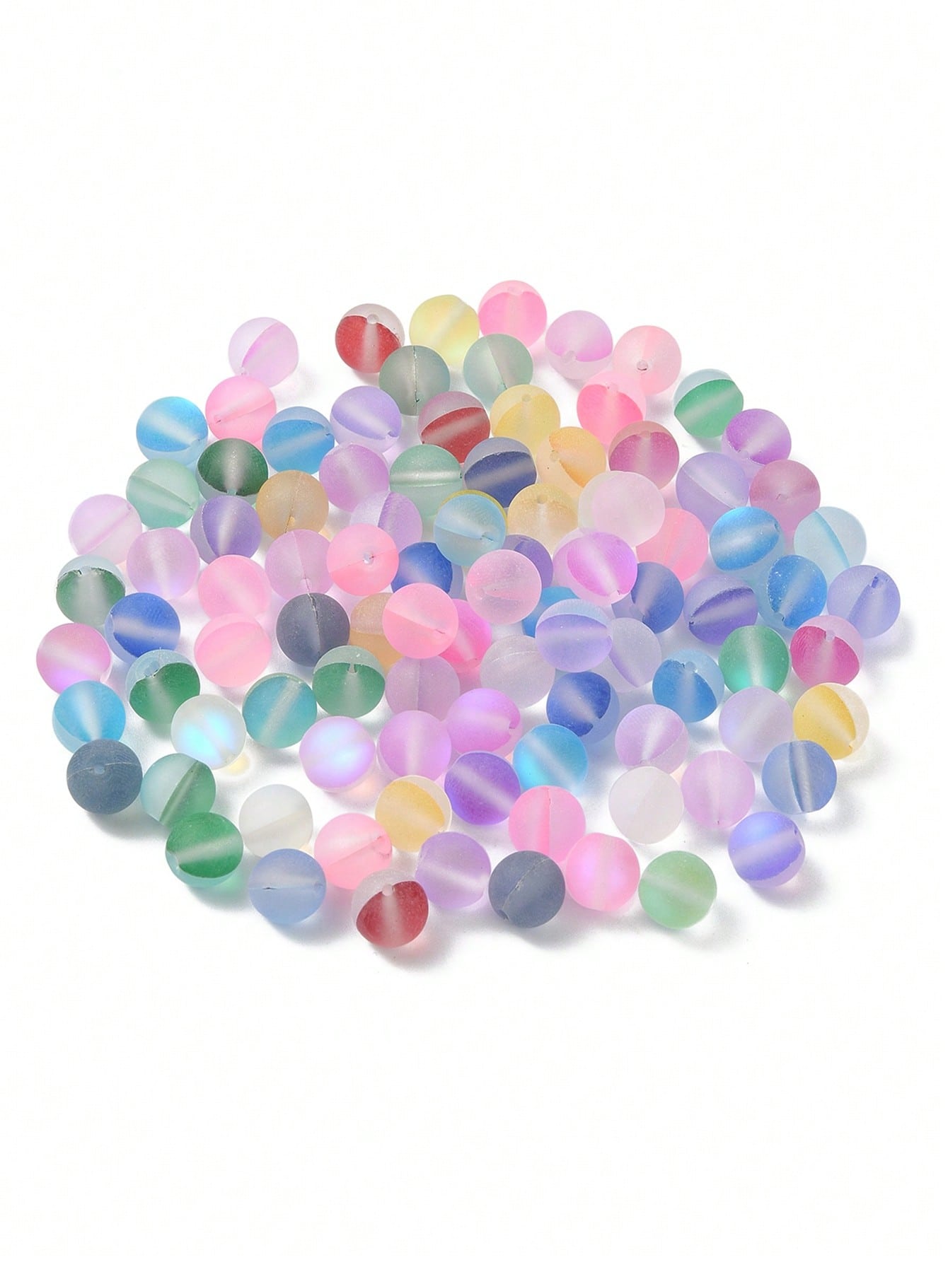 Approx. 100pcs 6mm/8mm Frosted Glass Beads For Diy Bracelet & Necklace Making-Multicolor-1