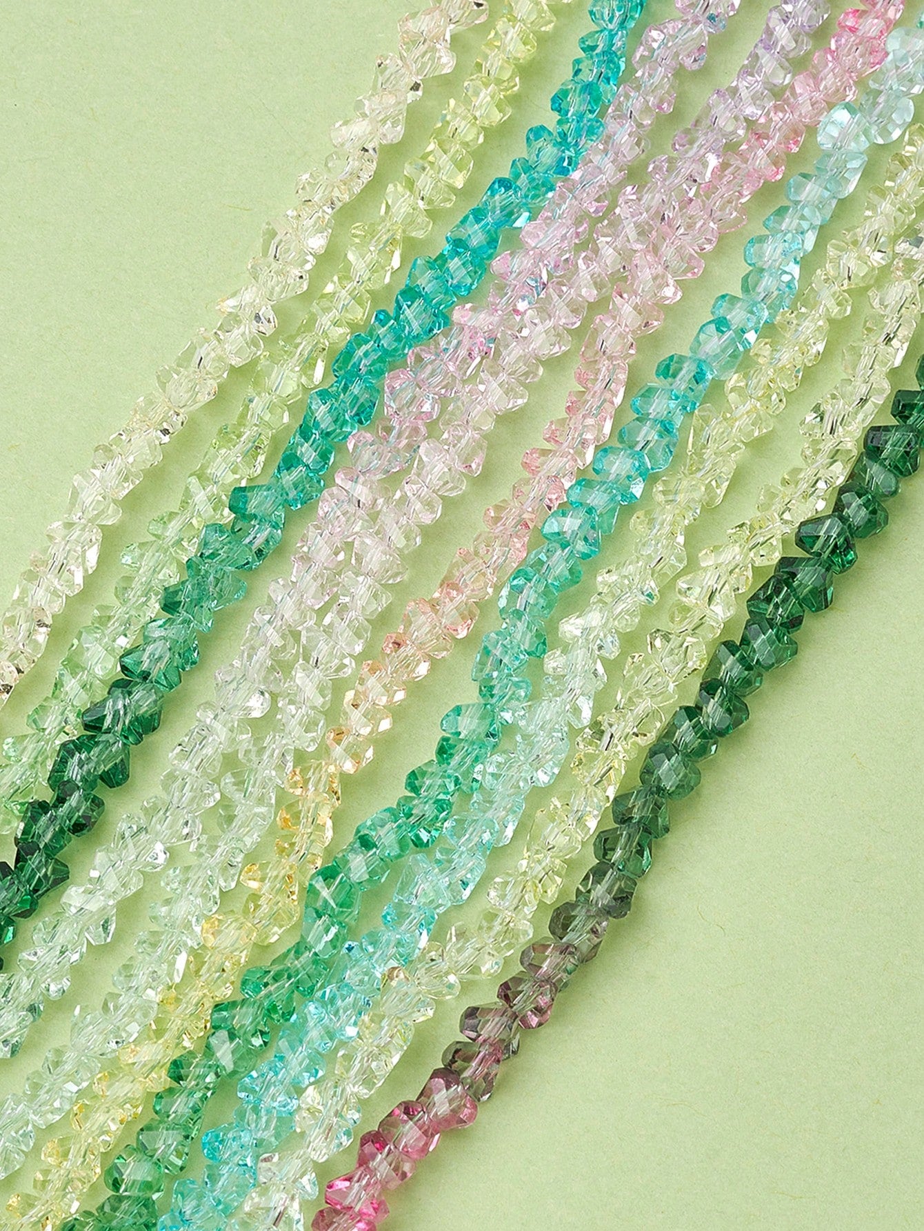 1pc Plated Glass Triangular Beads Around 134pcs/strand Diy Beading Supplies For Bracelet & Necklace Making-Multicolor-1