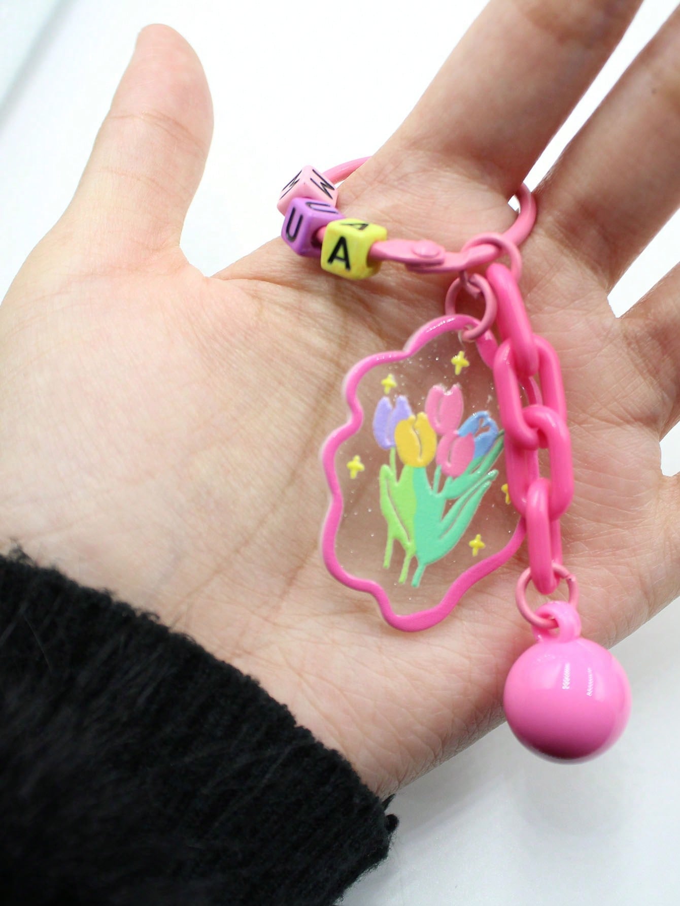 Colorful Tulip & Bell Shaped Keychain Accessory Pendant--1