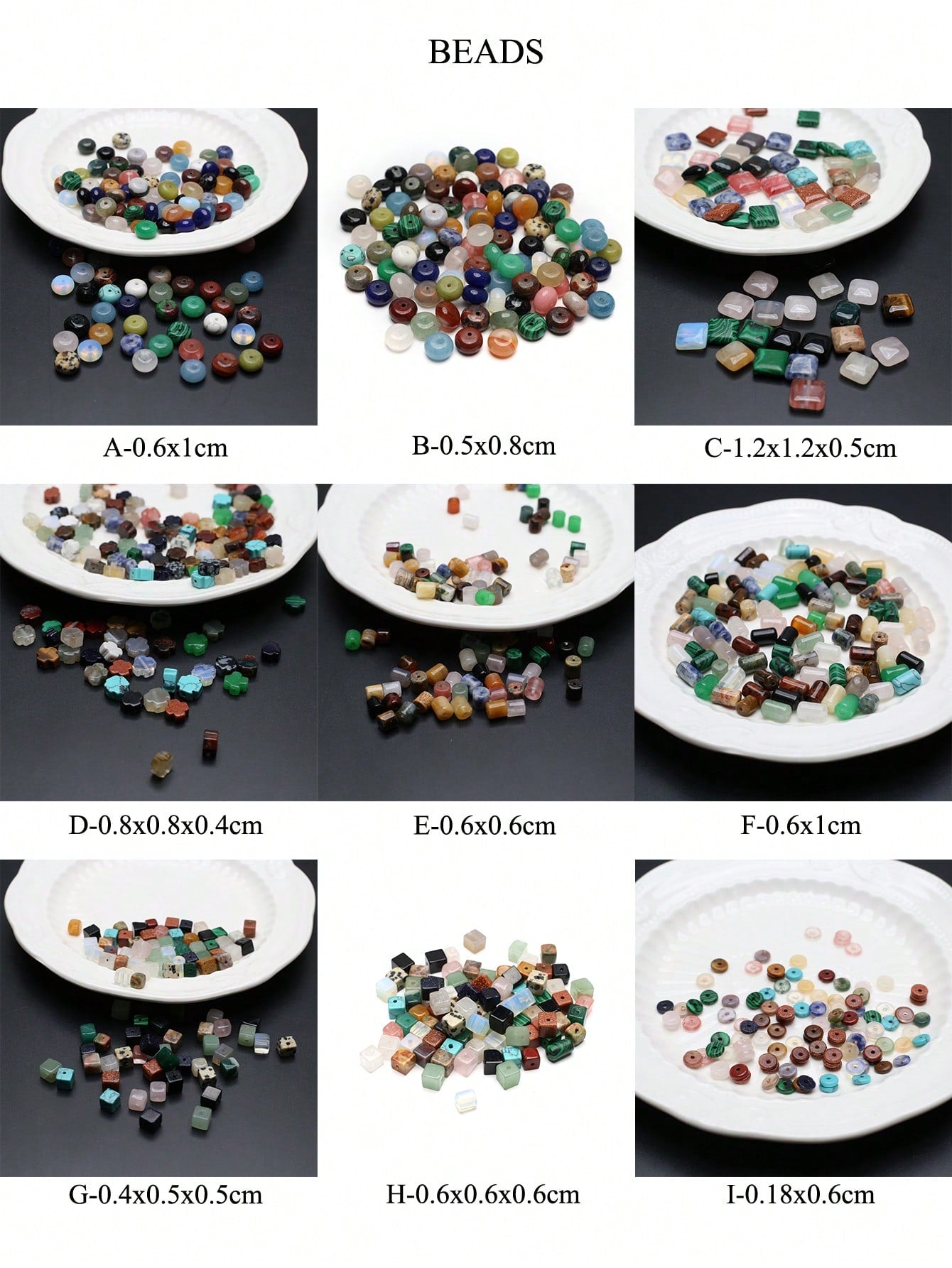 20pcs Mixed-Color Natural Stone Beads, Suitable For Diy Necklace, Bracelet, Jewelry Making--1