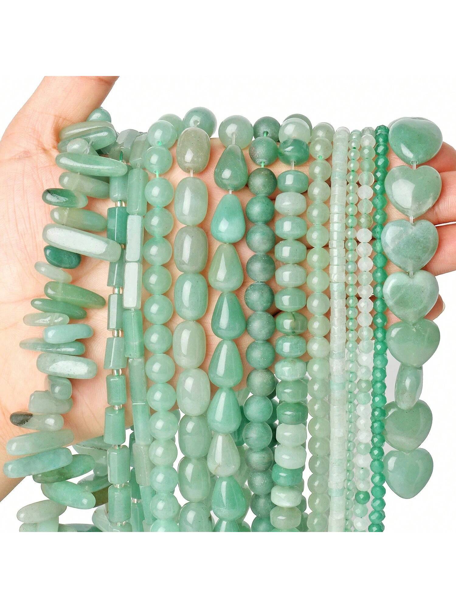 Natural Stone Green Aventurine Round Heart Faceted Aventurine Beads Elegant Loose Spacer Beads For Jewelry Making DIY Gift Bracelets Necklace-Green-1