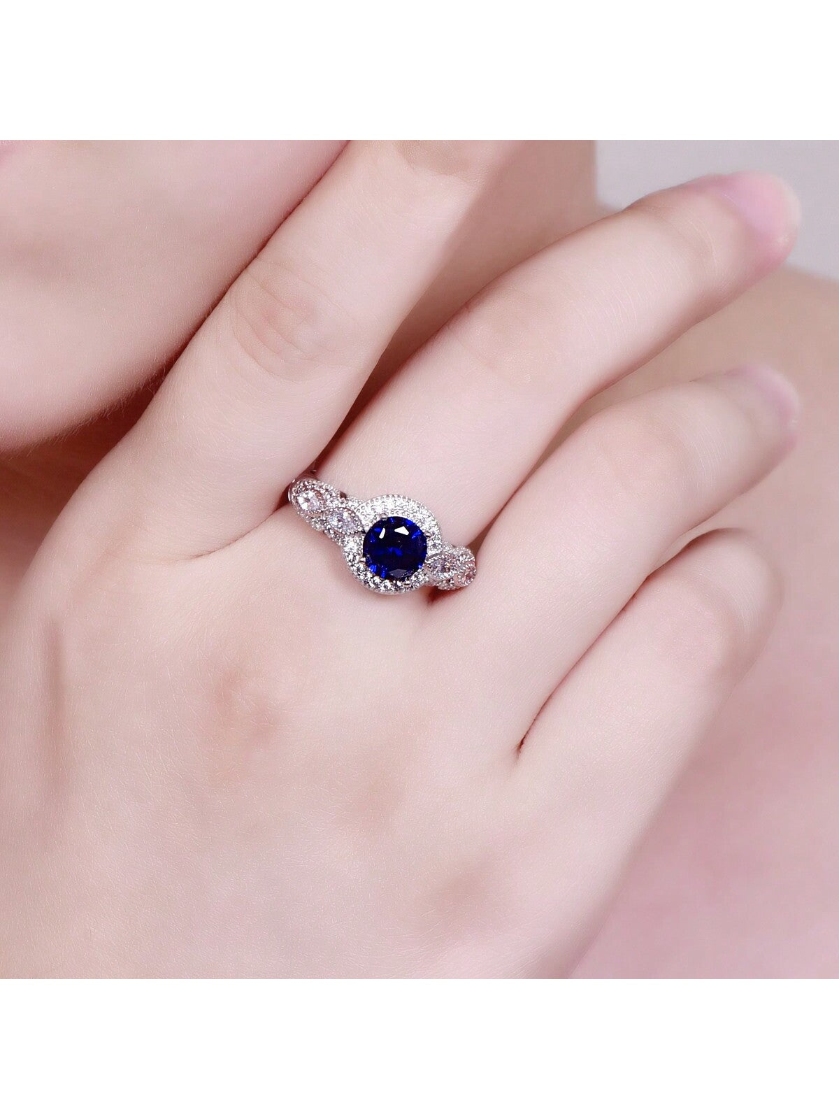 1 S925 Sterling Silver Noble Sapphire Romantic Engagement Ring, Lover's Ring, Girlfriend's Ring, September Birthstone Aaaaa Three-Dimensional Oxidation Pick 3.8 G/0.083 Oz-Royal Blue-1