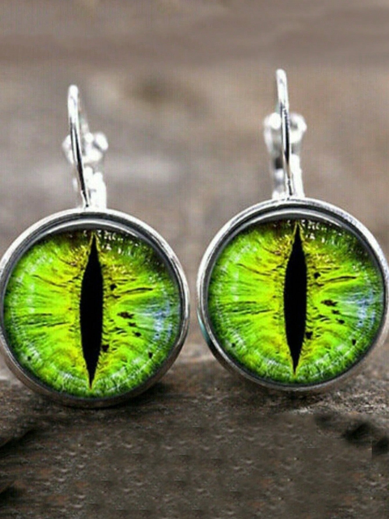 1pair Glass Pupil Animal Eyes Time Gemstone Design Earrings For Women--1