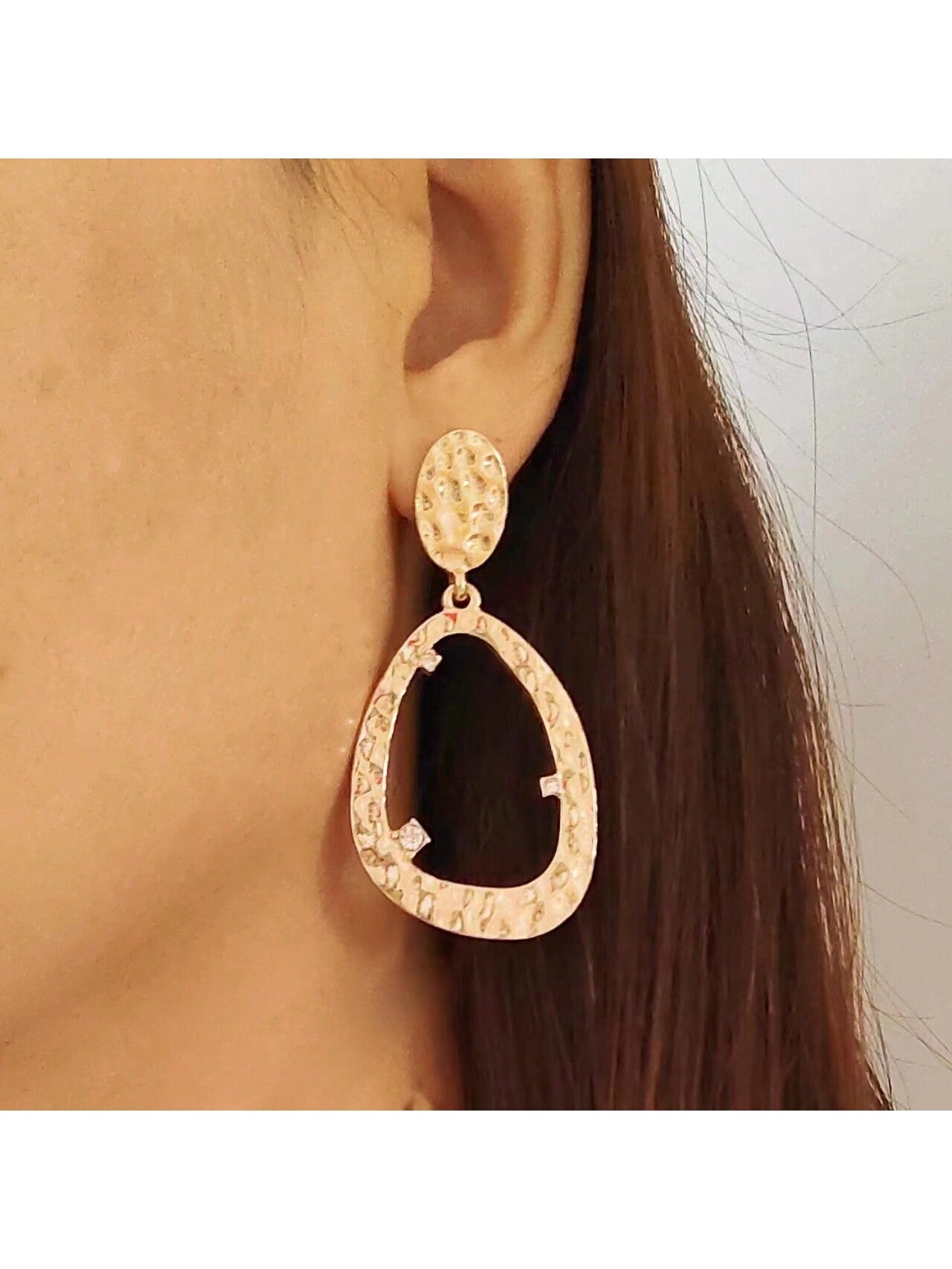 A Pair Of Fashionable And Exaggerated Diamond-encrusted Earrings, Elegant Earrings For Women’s Daily Wear.-Gold-1