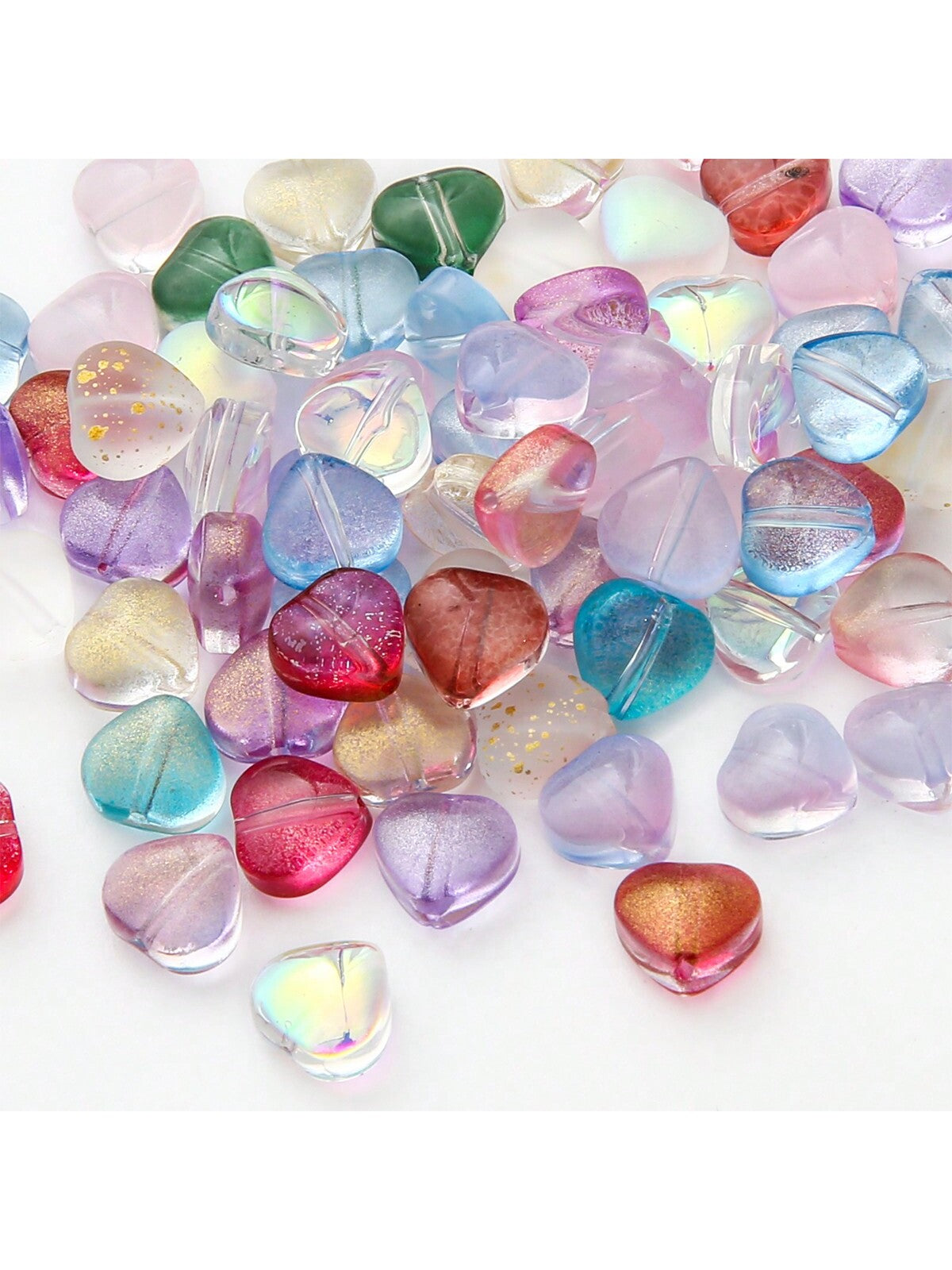 50pcs 8MM Middle Hole Peach Heart Gradient Mixed Color Crystal Glass Beads DIY Artificial Jewelry Accessories Earrings Bracelet Necklace Accessories-Multicolor-1