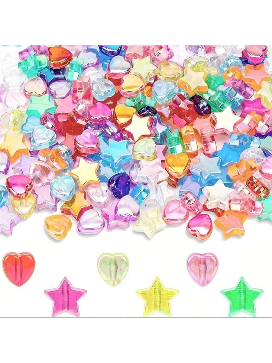 0.9-1cm 50pcs AB Colorful Five Point Star Heart Random Mixed Colors And Blends Can Be Made As Bracelet Necklace DIY Jewelry Accessories-Multicolor-1