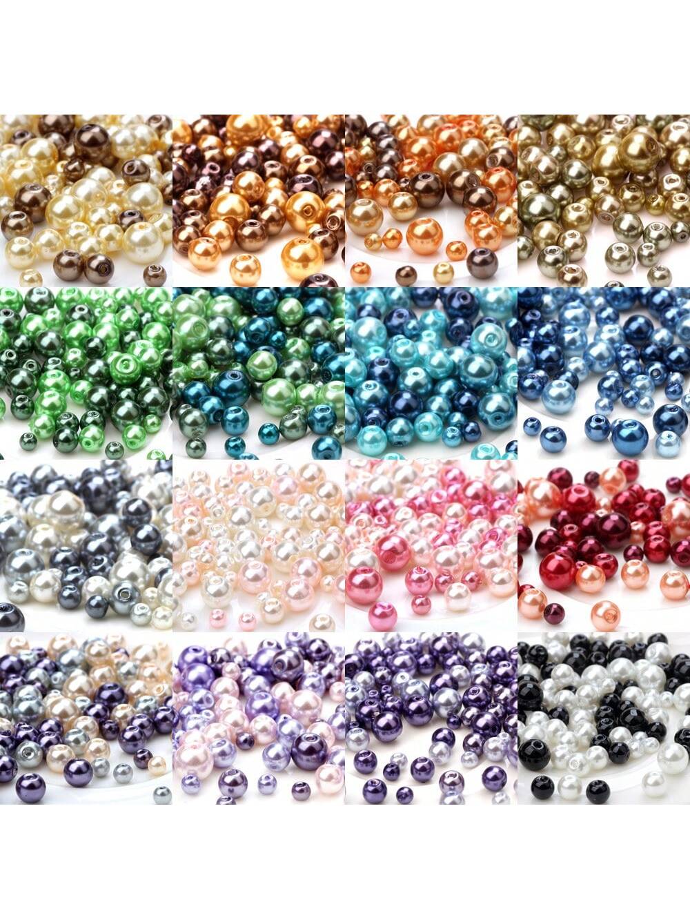 Round Pearl Coated Glass 4mm 6mm 8mm Mixed Size 306pcs/Lot Loose Spacer Beads DIY Necklaces/Bracelets/Earrings Jewelry Making For Crafts Daily Wear--1