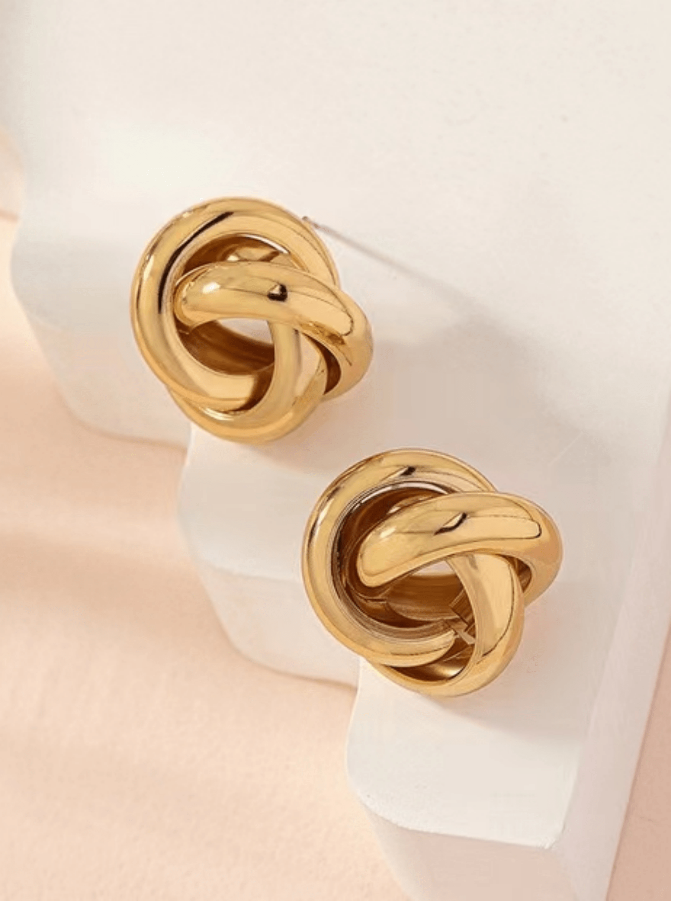 1pair Fashionable Geometric Hollow Out Disc & Flower Shaped Stud Earrings, Versatile Style With High-End Look-Gold-1