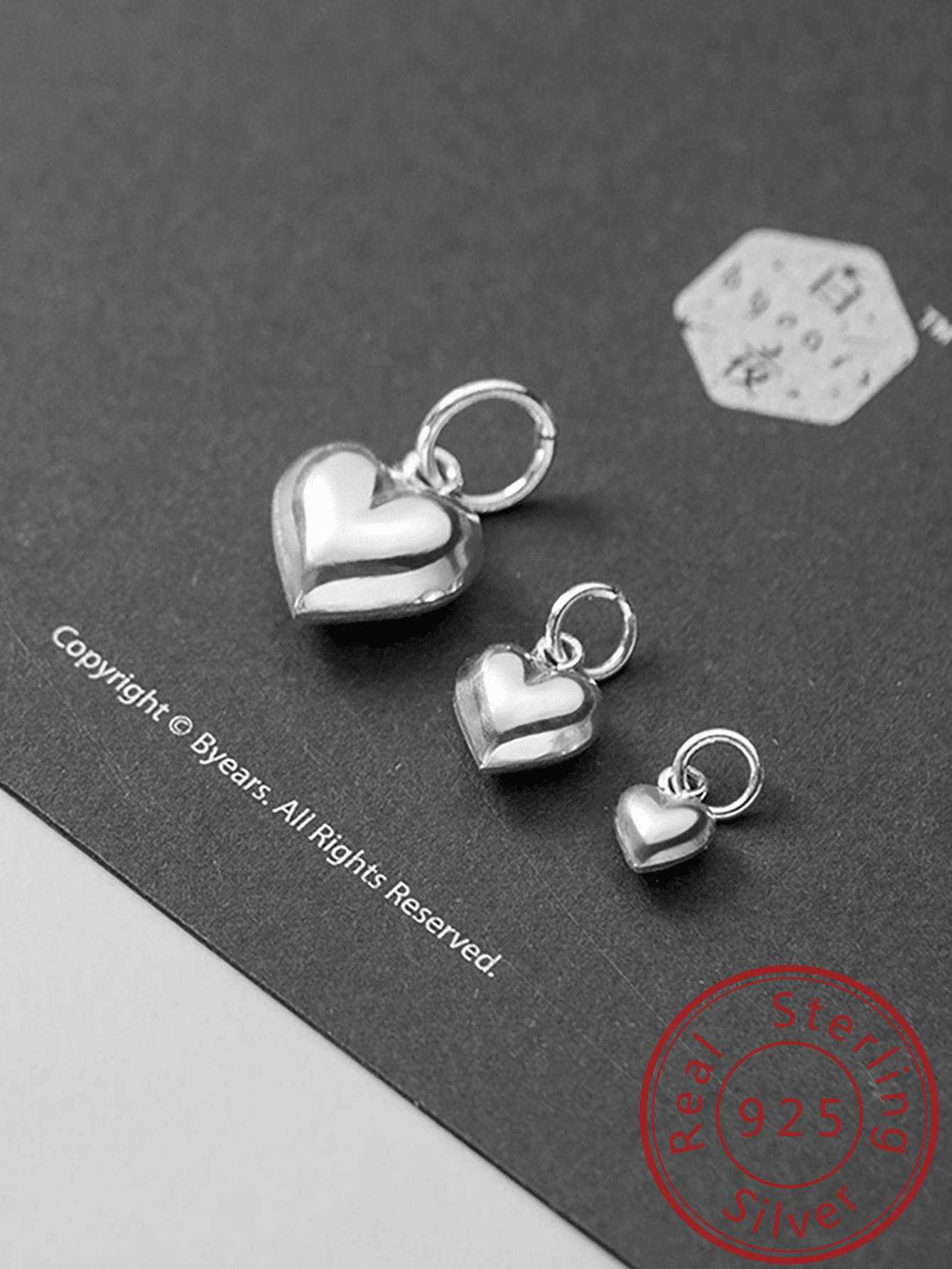 1pcs Fashion S925 Sterling Silver Heart Shape Pendant Love Charm For Women Kids Bracelet Necklace Jewelry Making Handmade DIY Accessories--1