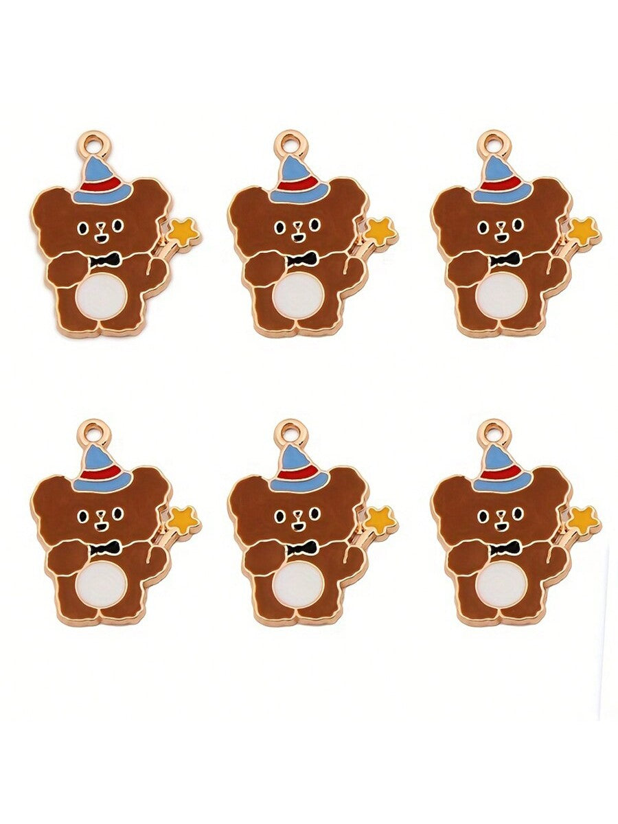 5pcs/Lot Cute Bear Alloy Charms Cartoon Pendant Earrings For Jewelry Making DIY Necklaces Handmade Pendants Supplies-Multicolor-1