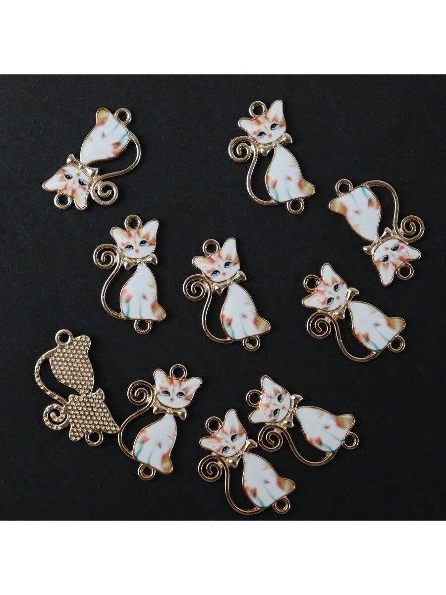 10pcs DIY Made Accessories For Cute Cat Shaped Jewelry Made Of Metal Materials--1