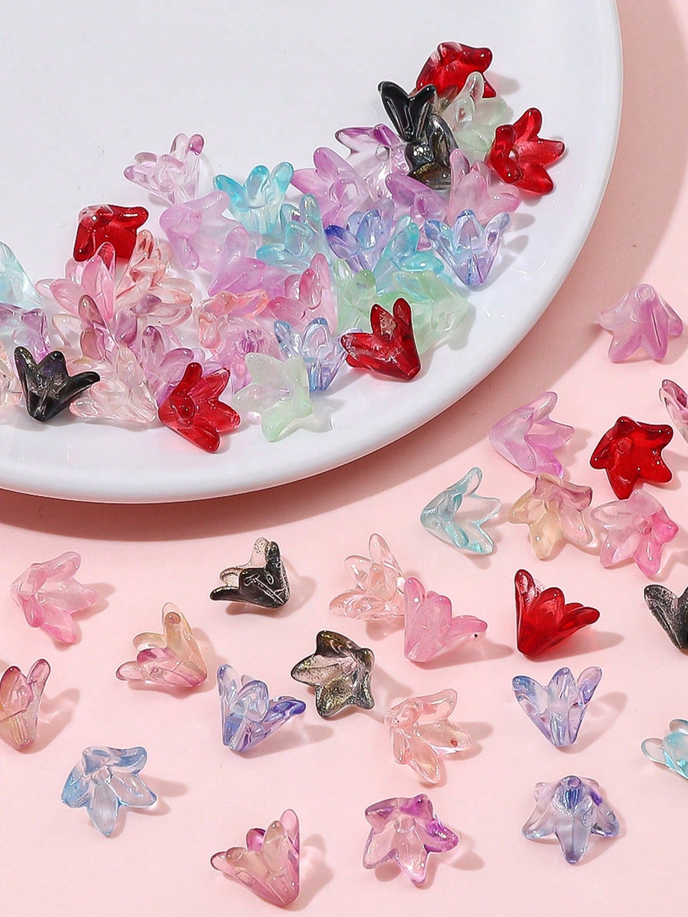 20pcs Clear-colored Glass Gilt Lily Flower Bead Caps For Diy Earrings, Bracelets, Necklaces--1