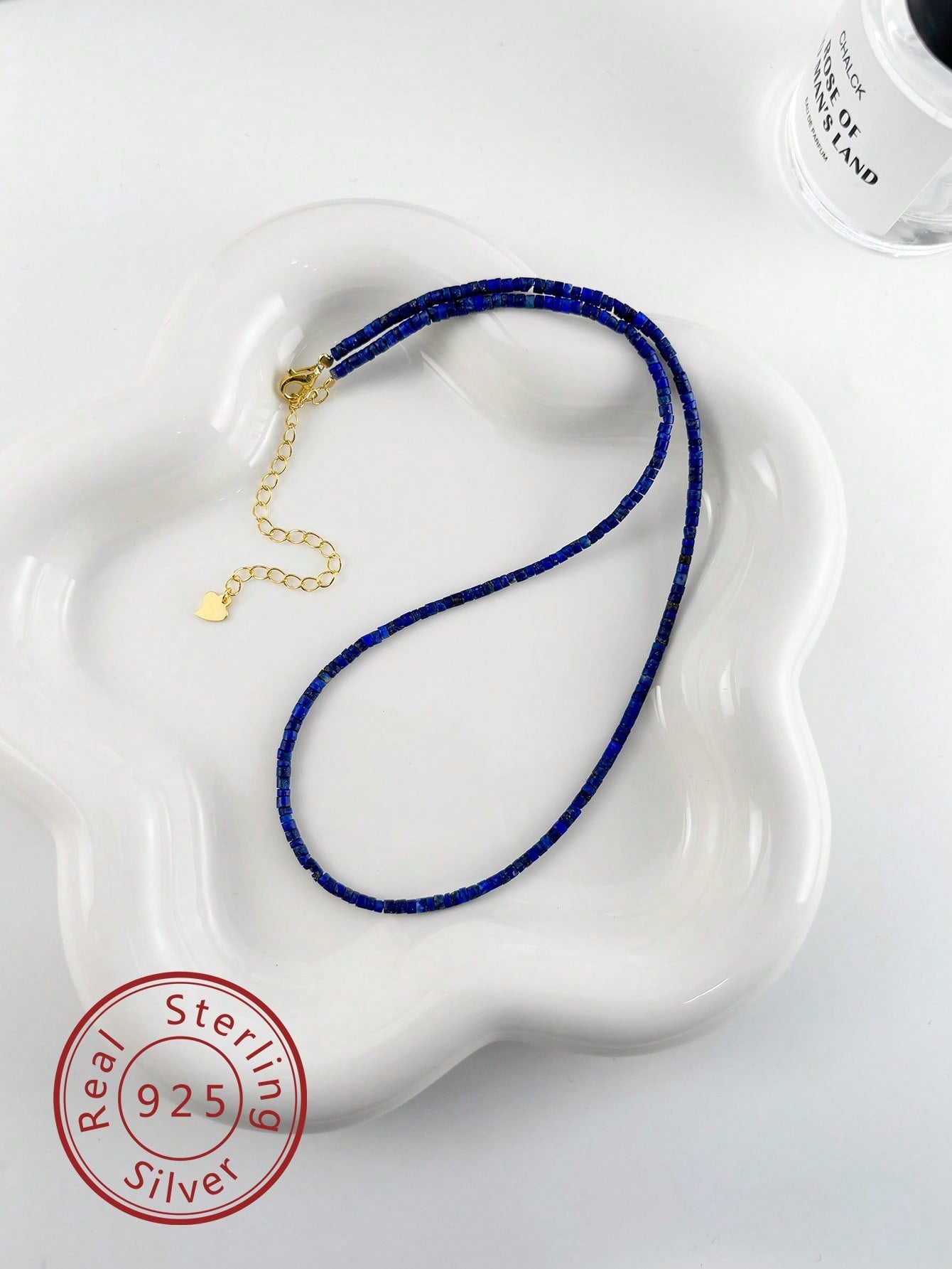 1pc Simple And Stylish Natural Blue Chalcedony Sterling Silver S925 Necklace Suitable For Daily Wear For Women-Royal Blue-1