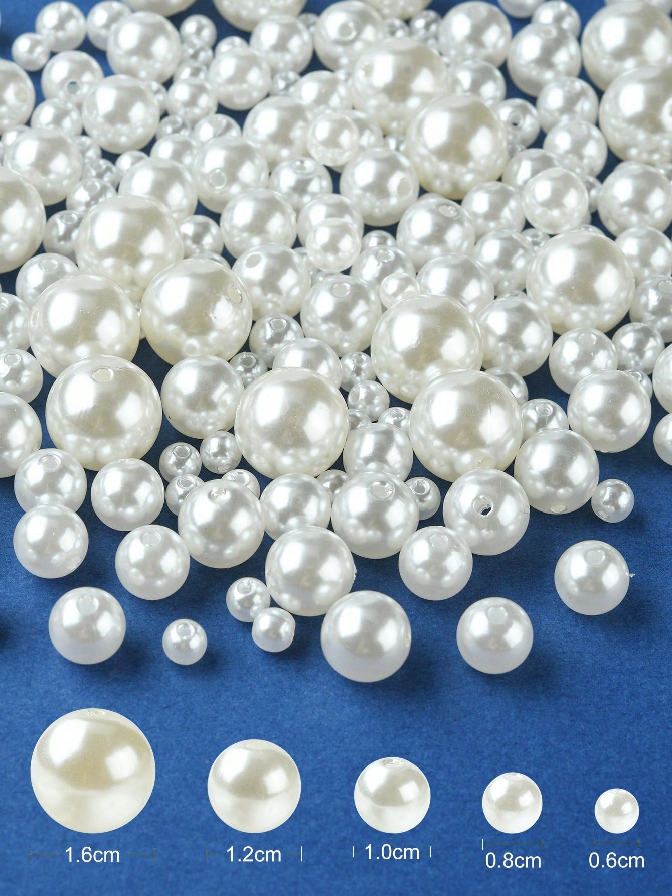 Approximately 50pcs/Set Multiple Sizes (6mm/8mm/10mm/12mm/16mm) Abs Imitation Pearl Shaped Plastic Beads For Diy Bracelet And Necklace Making-White-1