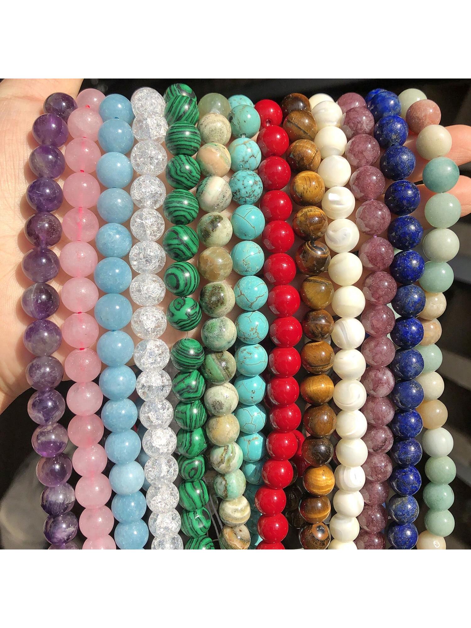 Natural Stone Turquoise Coral Amazonite Malachite Beads Fashion Loose Spacer Beads For Jewelry Making DIY Bracelets Necklace Accessories For Women--1