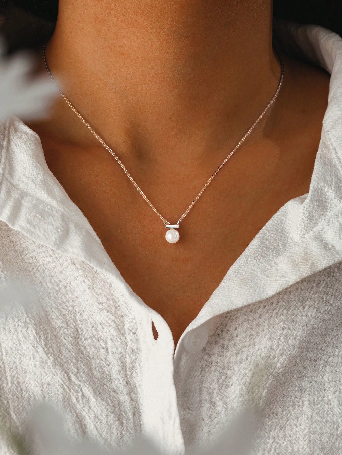 A Simple And Luxurious 925 Silver Synthetic Mother Of Pearl Ball Pendant Necklace As A Gift For Women'S Daily Wear Or Valentine'S Day Dating-Multicolor-1