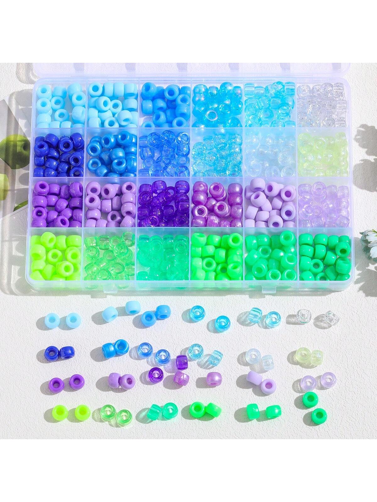 1box 24-Grid Horse Candy Beads For Jewelry Making, Diy Beaded Charm Bracelet-Blue-1