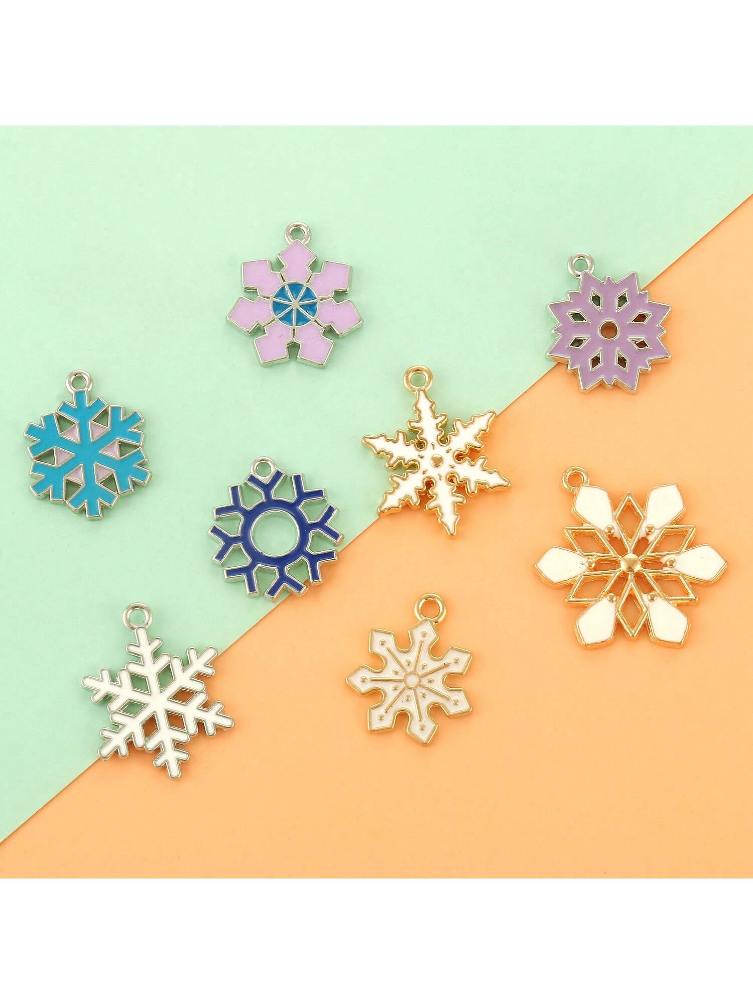 10pcs/Lot Metal Enamel Christmas Snow Charms Pendants Ornaments Beads For Bracelet Earrings Necklace Jewelry Making Xmas Tree Decor Kids Gifts-Multicolor-1