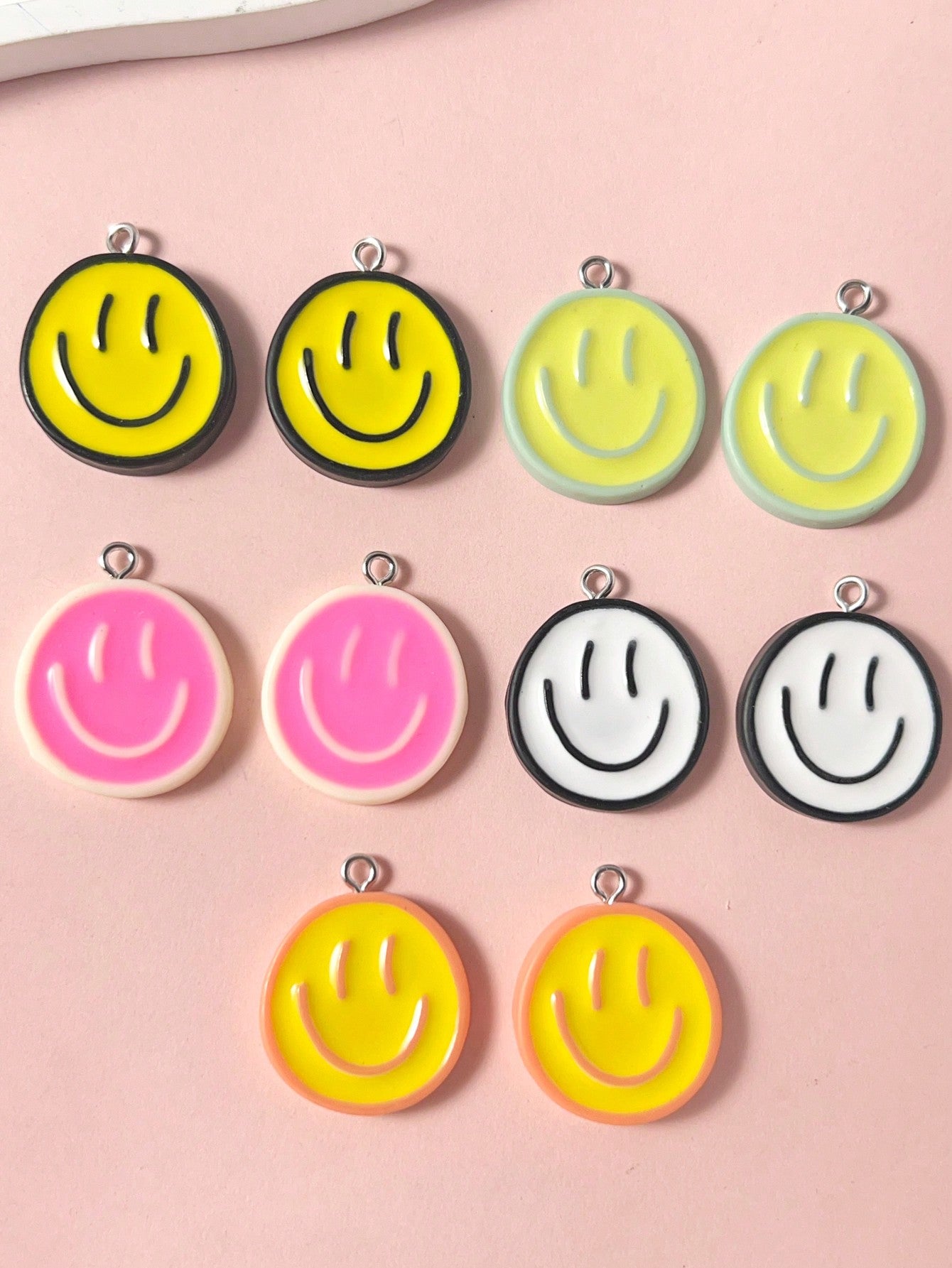 10pcs/Set Fashionable Face Pendant For Necklace, Earrings (Random Color)-Multicolor-1