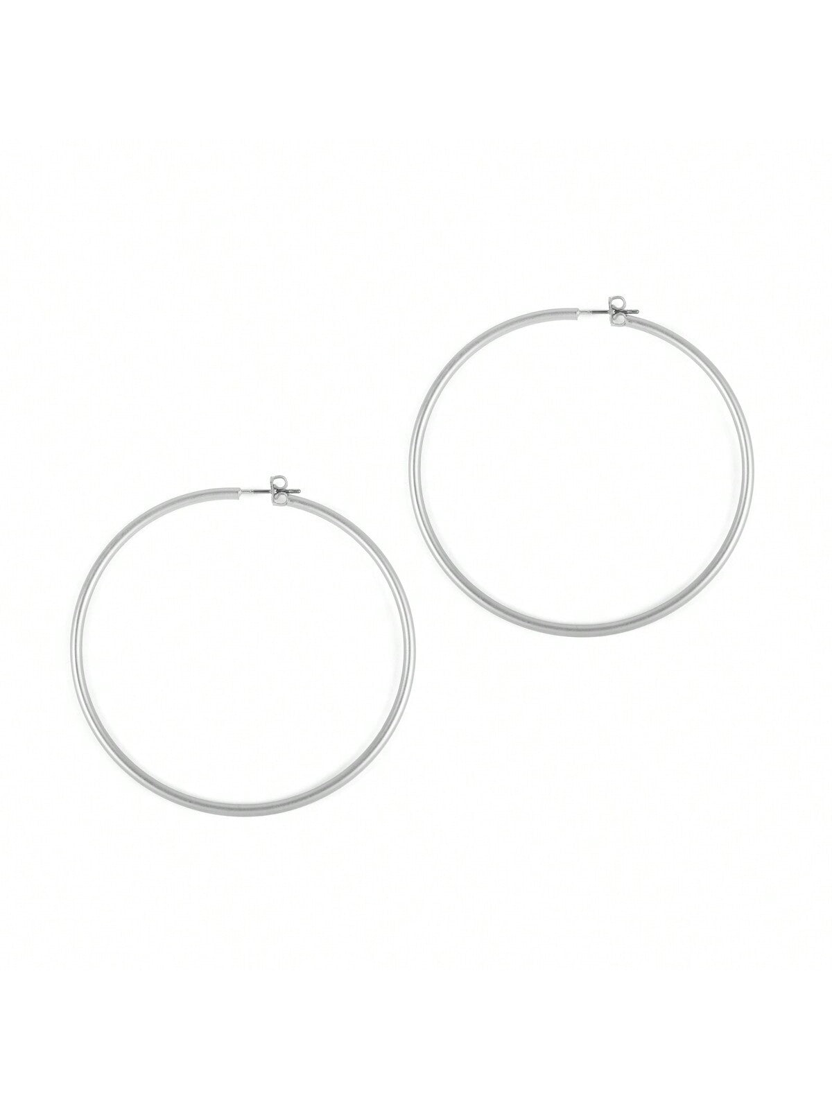 Wire Hoop Earrings-MATTE SILVER-1