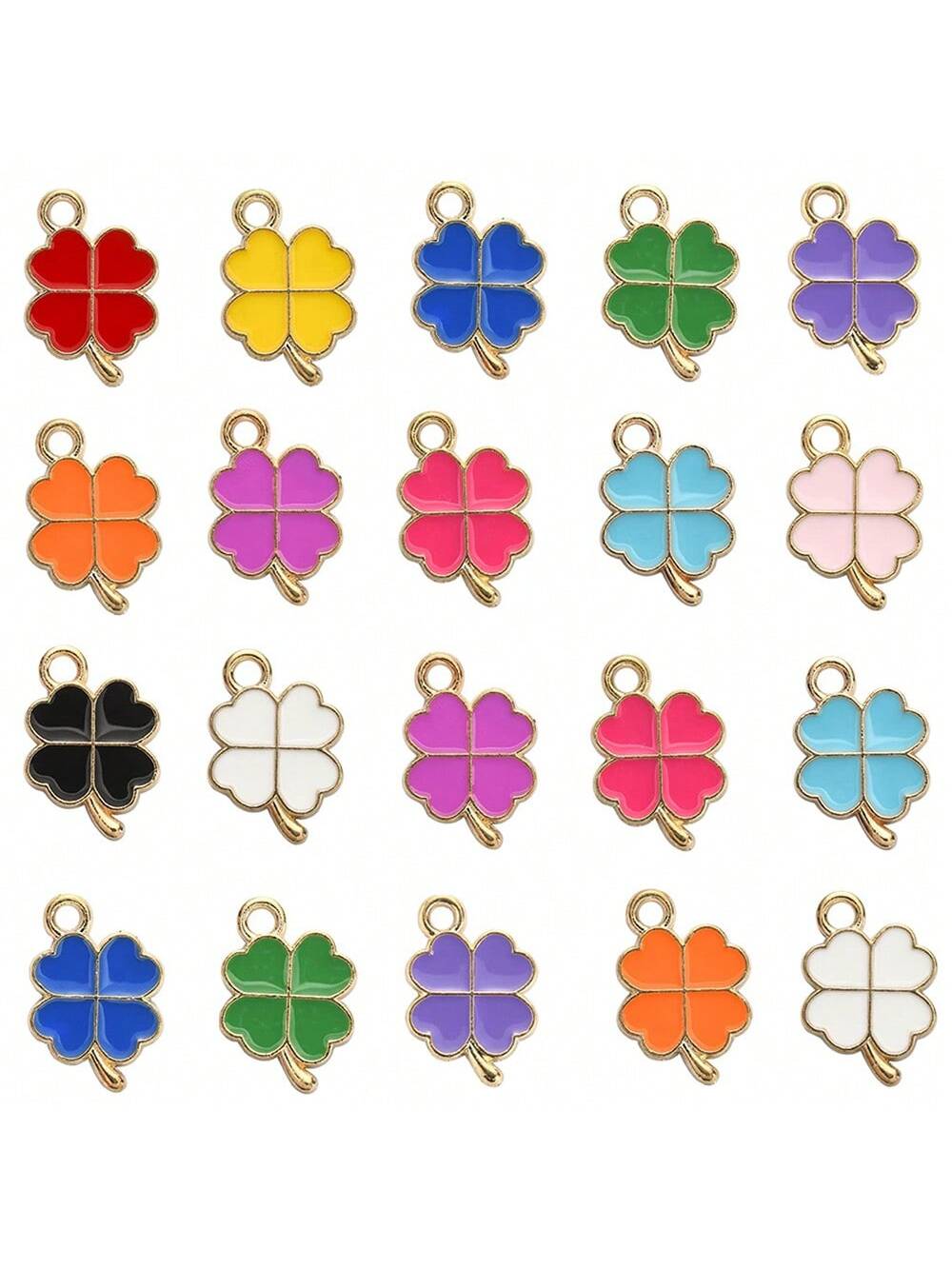 6/24/48pcs Random Color Beads With Leaf Shaped Pendant For Diy Bracelet, Necklace, Earrings, Keychain, Anklet, Mobile Phone Decoration, St. Patrick's Day, Birthday Party Gift And Jewelry Making-Randomly Mix Colors-1