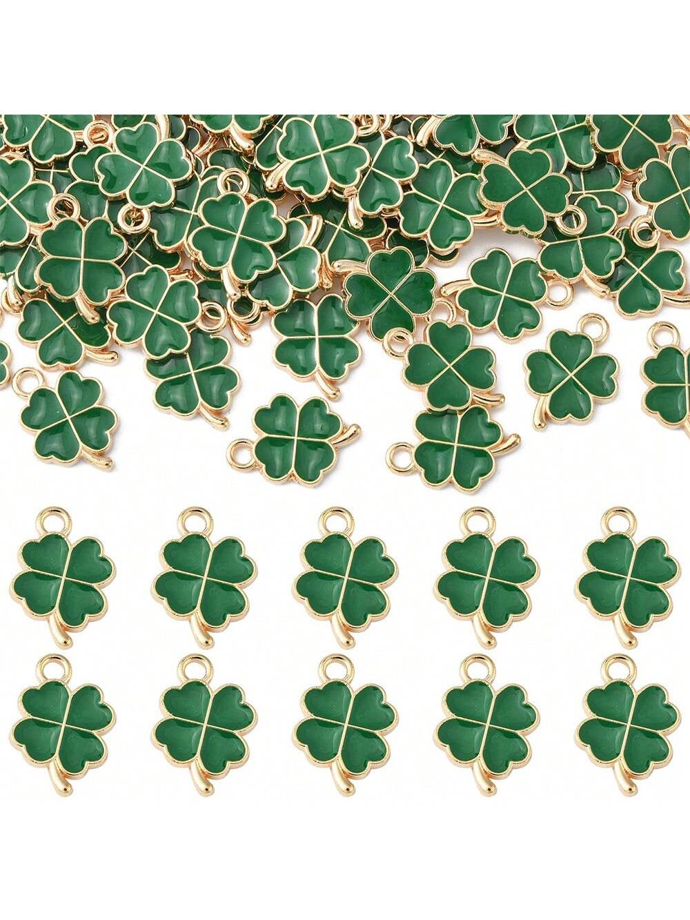 6/24/48pcs Random Color Diy Jewelry Accessories Including Leaf Shaped Pendant, Great For Making Bracelet, Necklace, Earrings, Keychain, Anklet, Phone Chain, Birthday & Party Gift Decoration Beads-Green-1