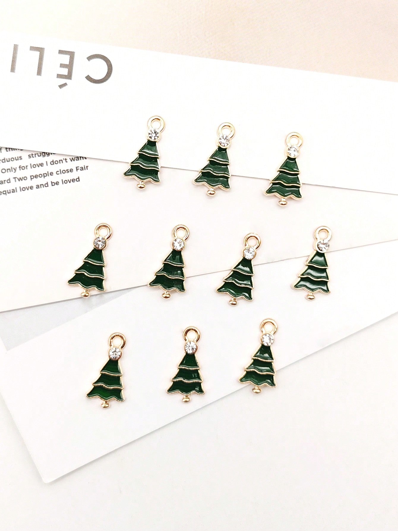 1 Set/10pcs Christmas Themed Diy Alloy Jewelry Pendant With Oil Drip Decorations-Multicolor-1