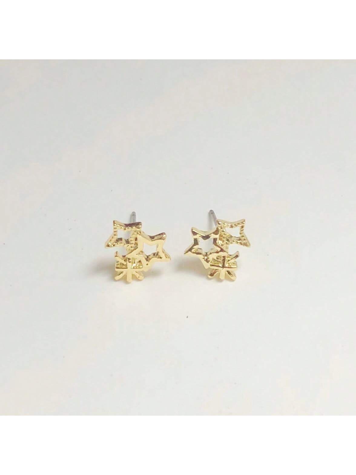 Ladies' Simple & Fashionable Star Shaped Stud Earrings Suitable For Daily Wear-Gold-1