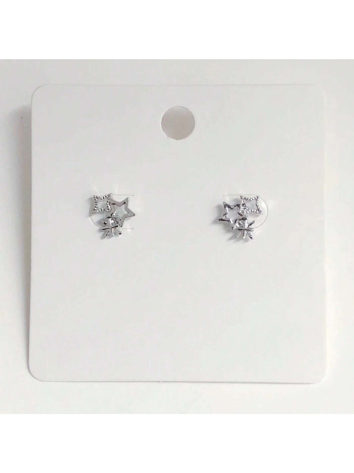 Women'S Simple & Fashionable All-Match Star Shaped Stud Earrings Suitable For Daily Wear-Silver-1