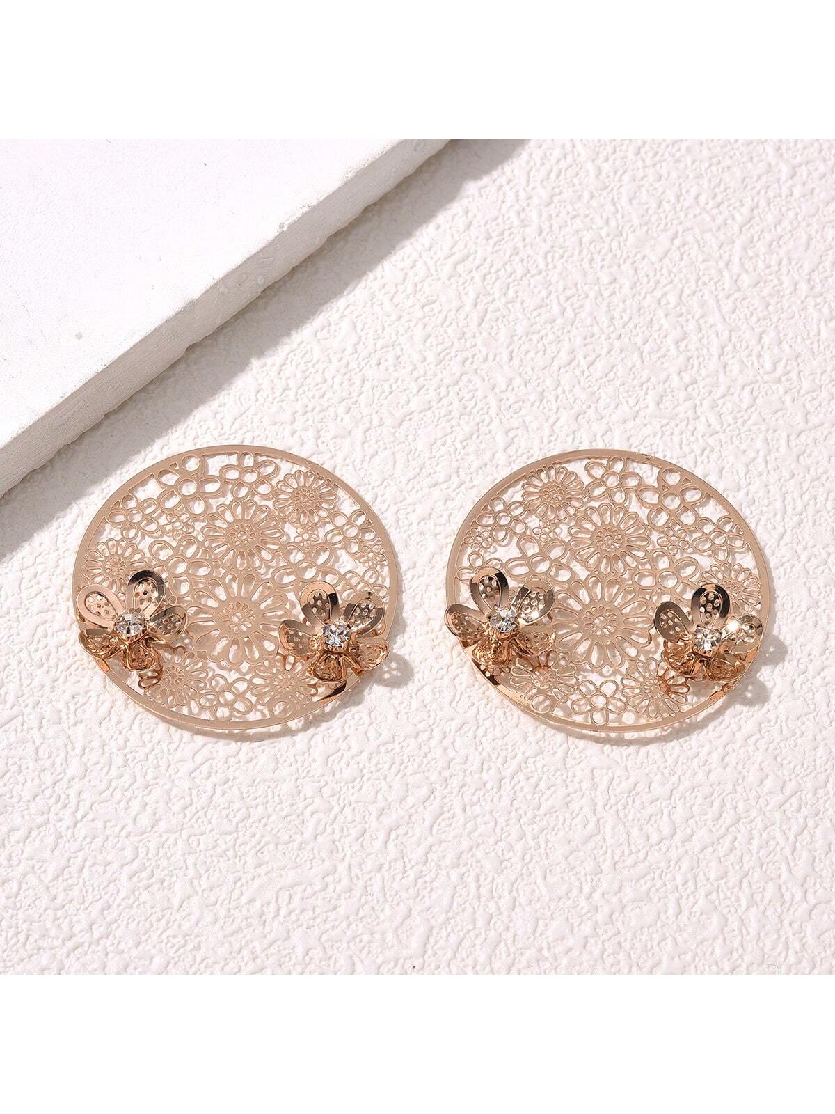 5pcs Golden Hollow Out Petal Shaped Copper Pendant For Diy Earrings/Necklace/Jewelry Making-Gold-1